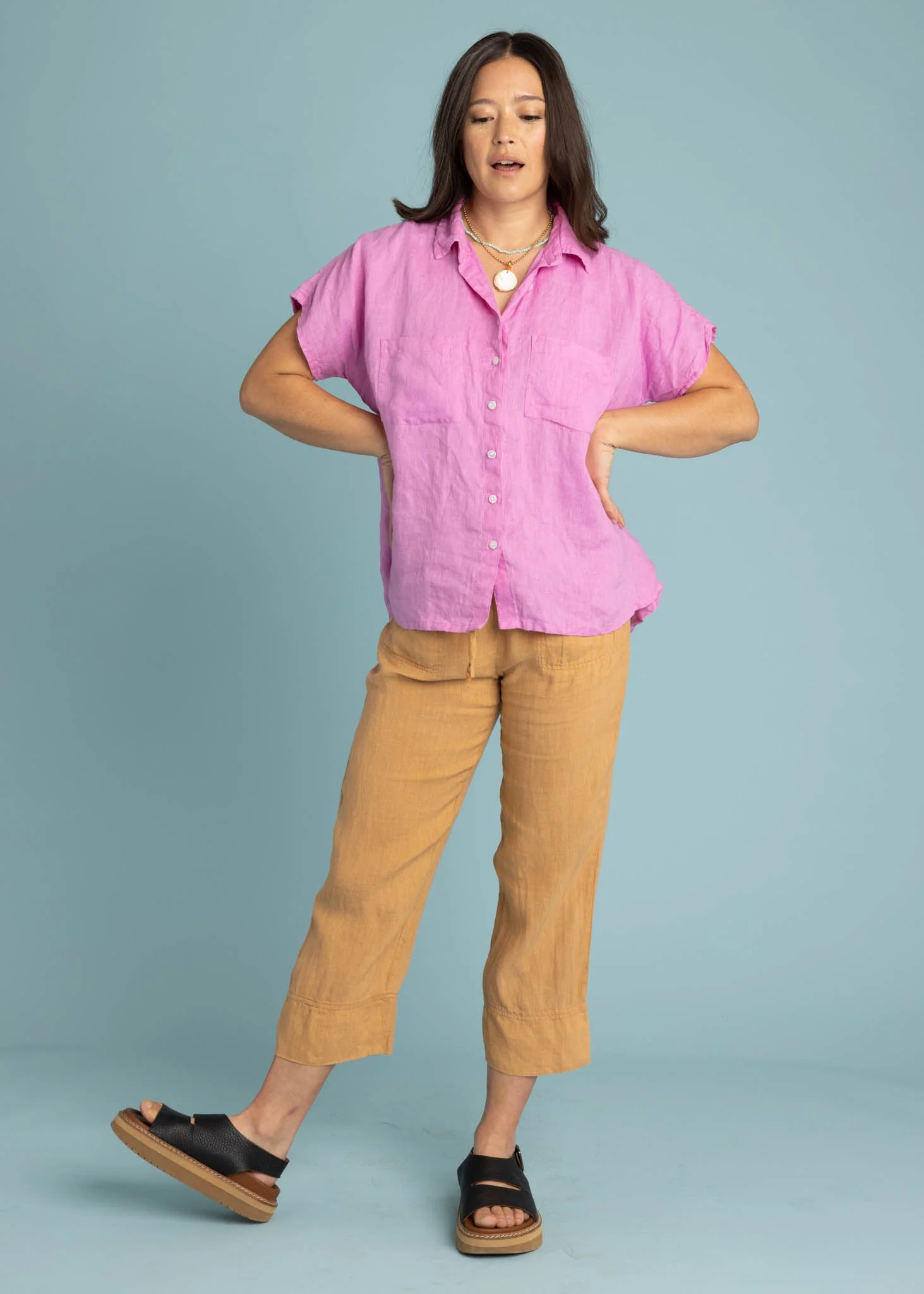 Good Boyfriend Linen Short Sleeve Shirt - Dhalia - Image 4