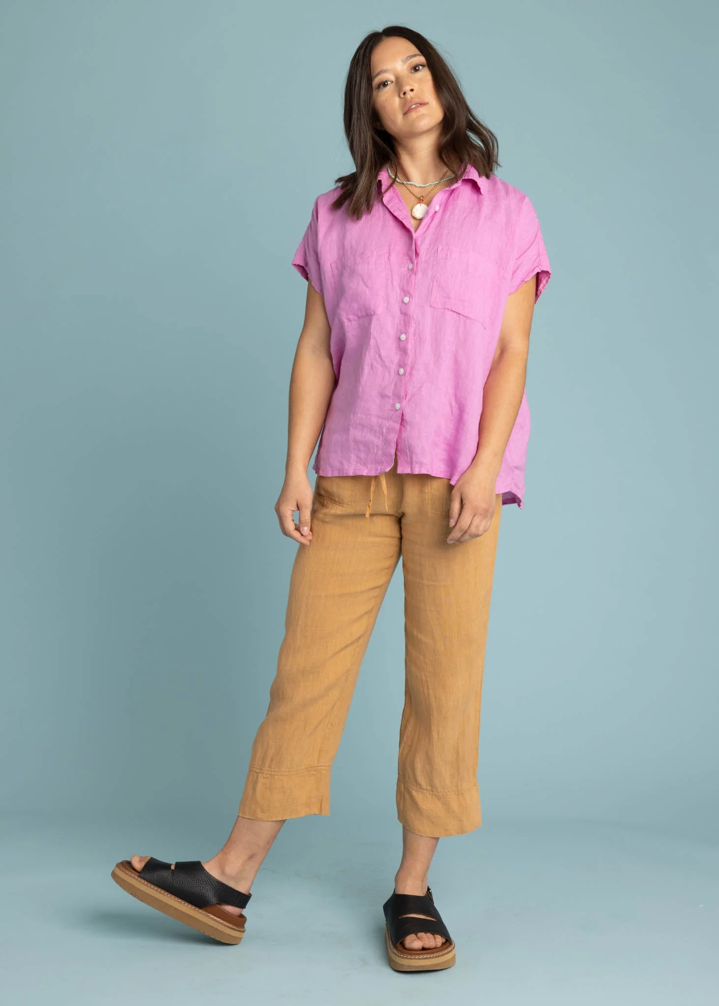 Good Boyfriend Linen Short Sleeve Shirt - Dhalia - Image 5