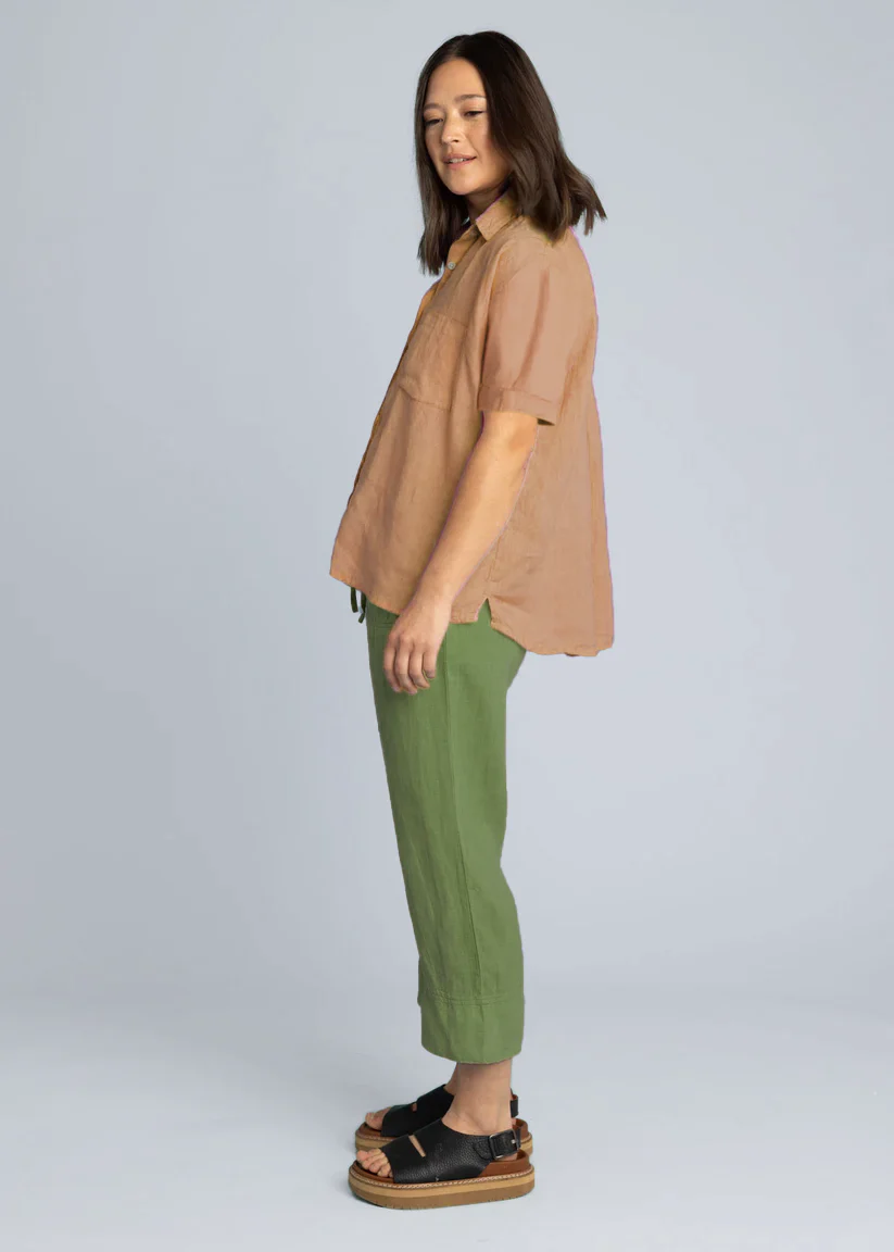 Good Boyfriend Linen Short Sleeve Shirt - Mocha - Image 2