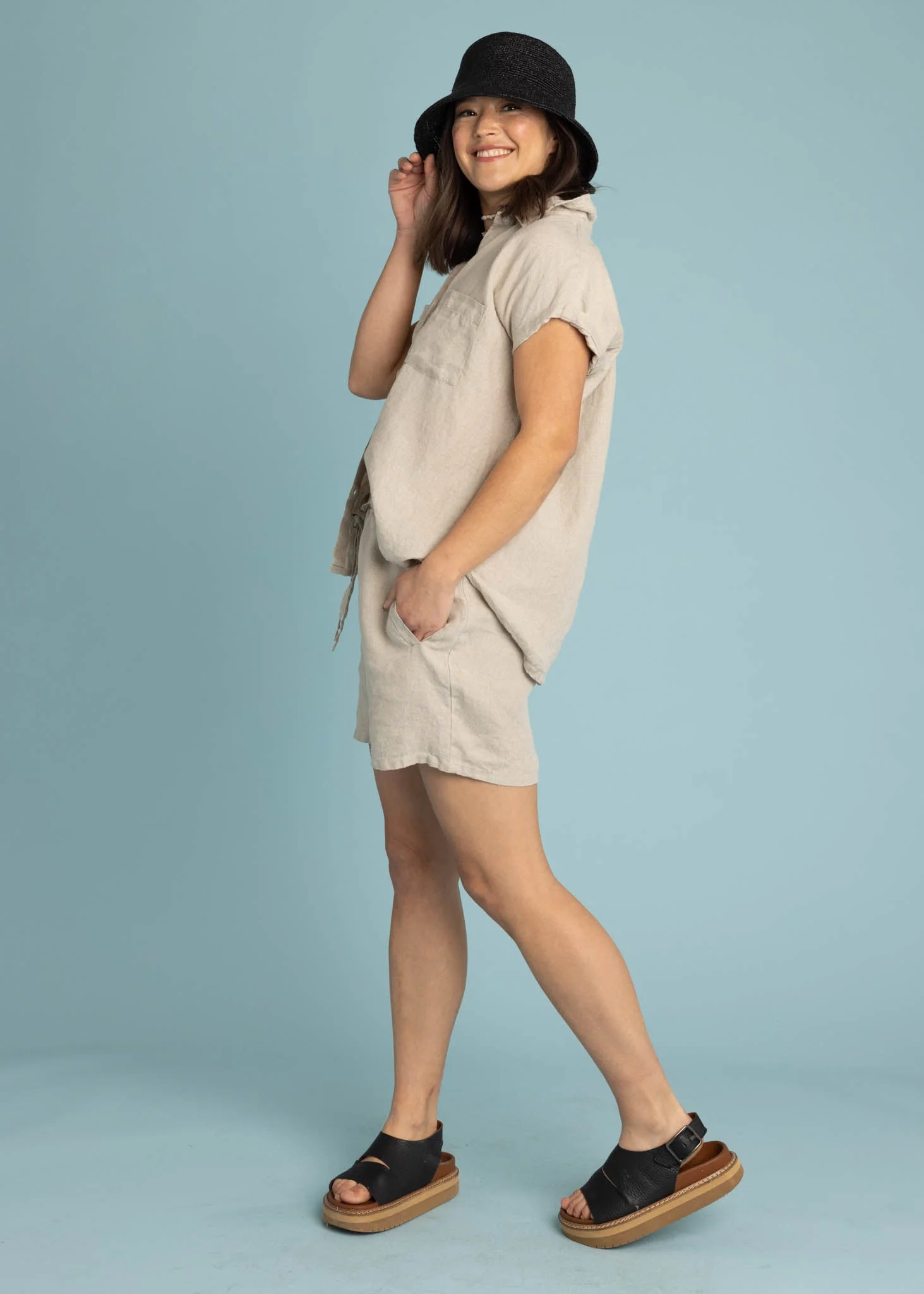 Good Boyfriend Linen Short Sleeve Shirt - Natural Flax - Image 2