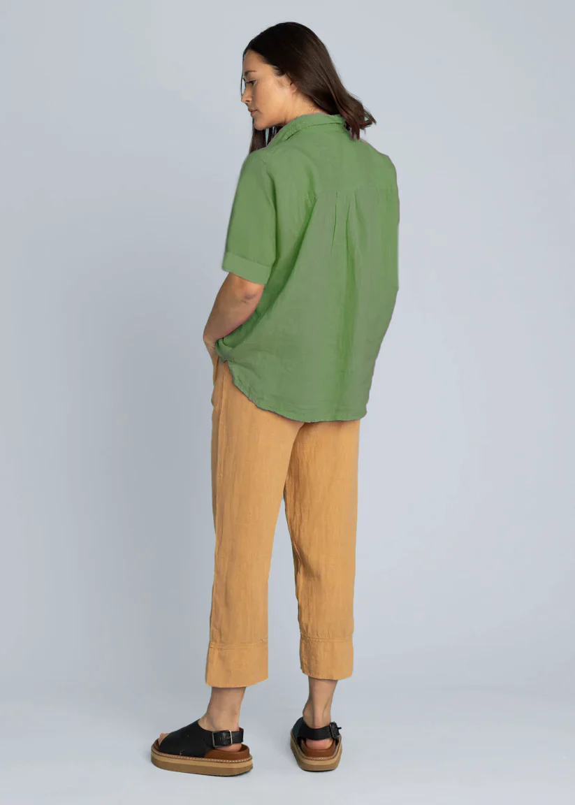 Good Boyfriend Linen Short Sleeve Shirt - Olive - Image 3