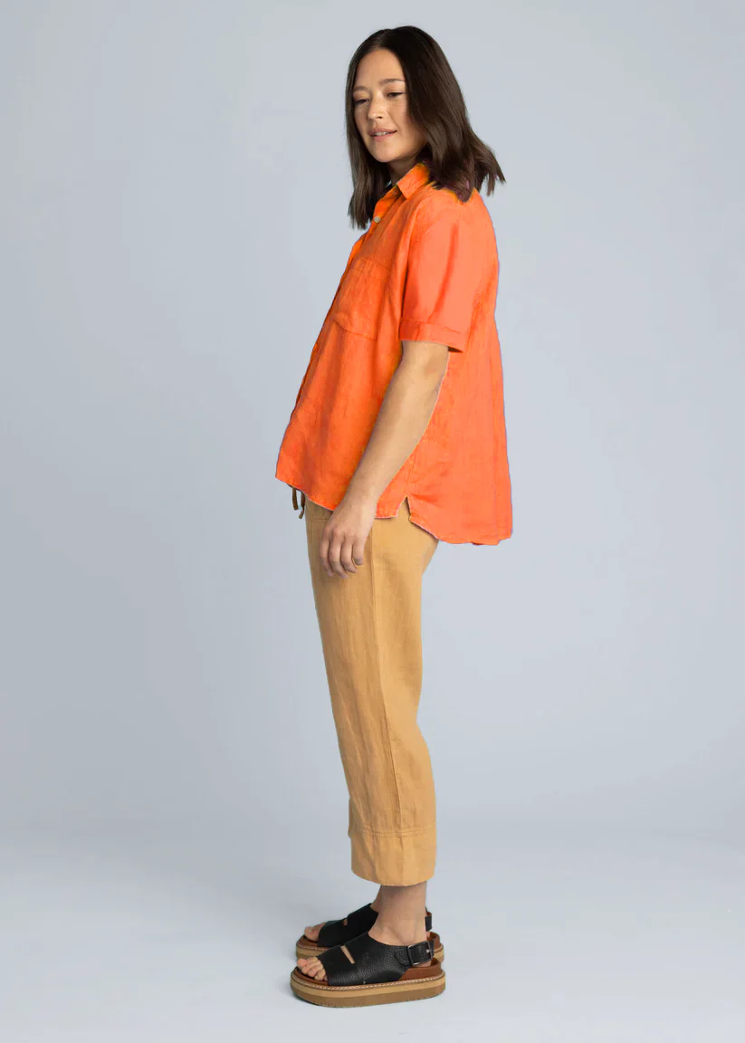 Good Boyfriend Linen Short Sleeve Shirt - Papaya - Image 2