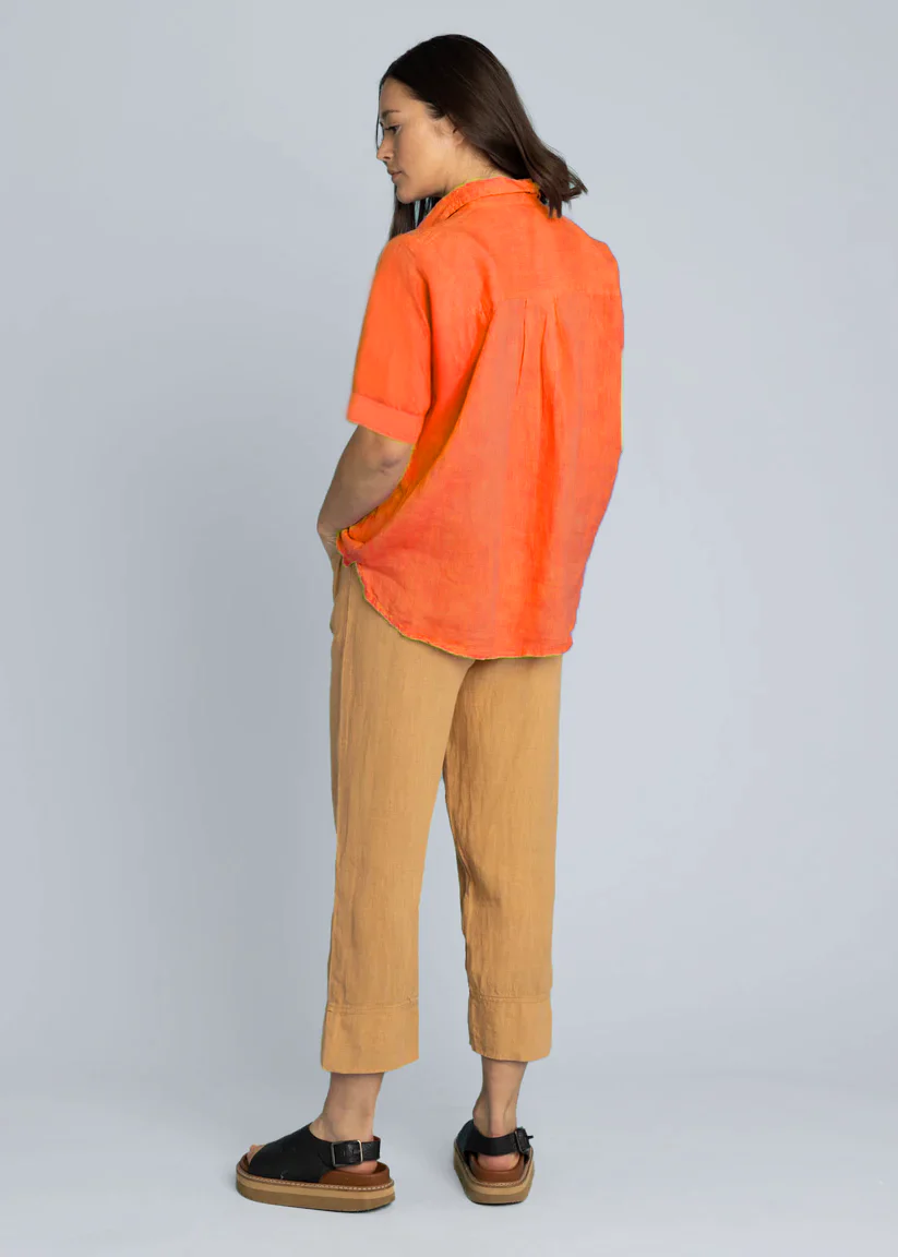 Good Boyfriend Linen Short Sleeve Shirt - Papaya - Image 3
