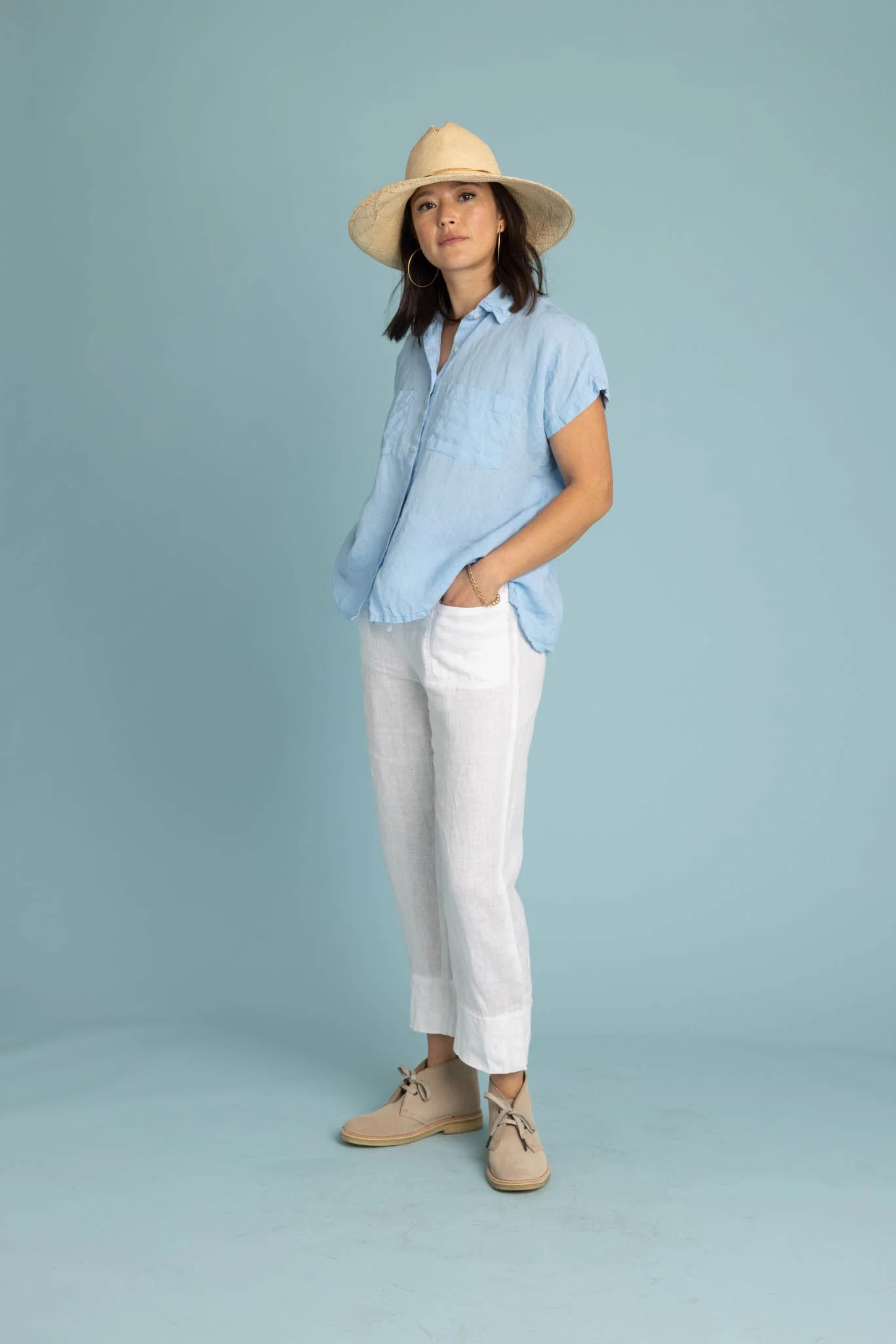 Good Boyfriend Linen Short Sleeve Shirt - Sky - Image 3