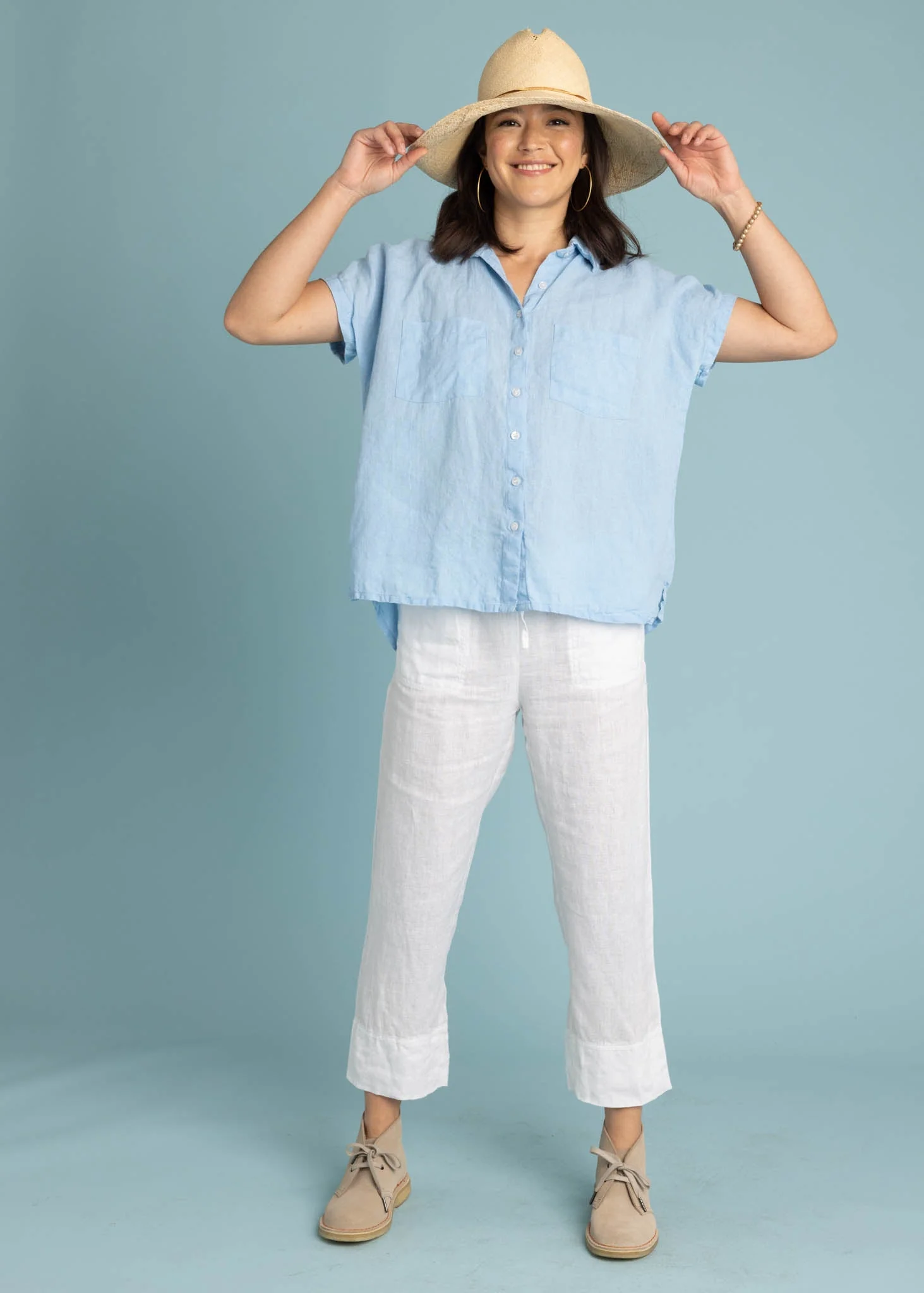 Good Boyfriend Linen Short Sleeve Shirt - Sky - Image 4