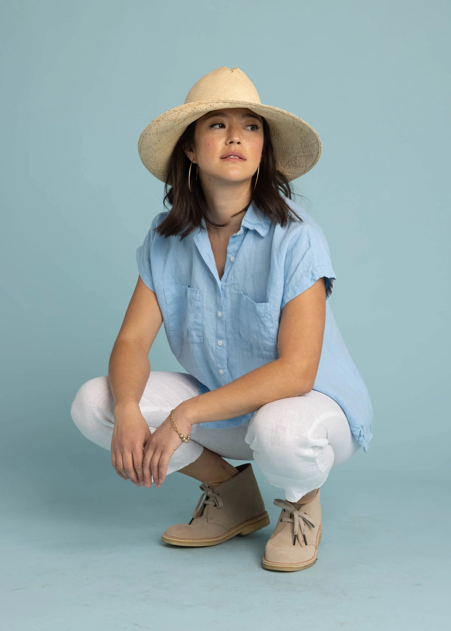 Good Boyfriend Linen Short Sleeve Shirt - Sky - Image 5