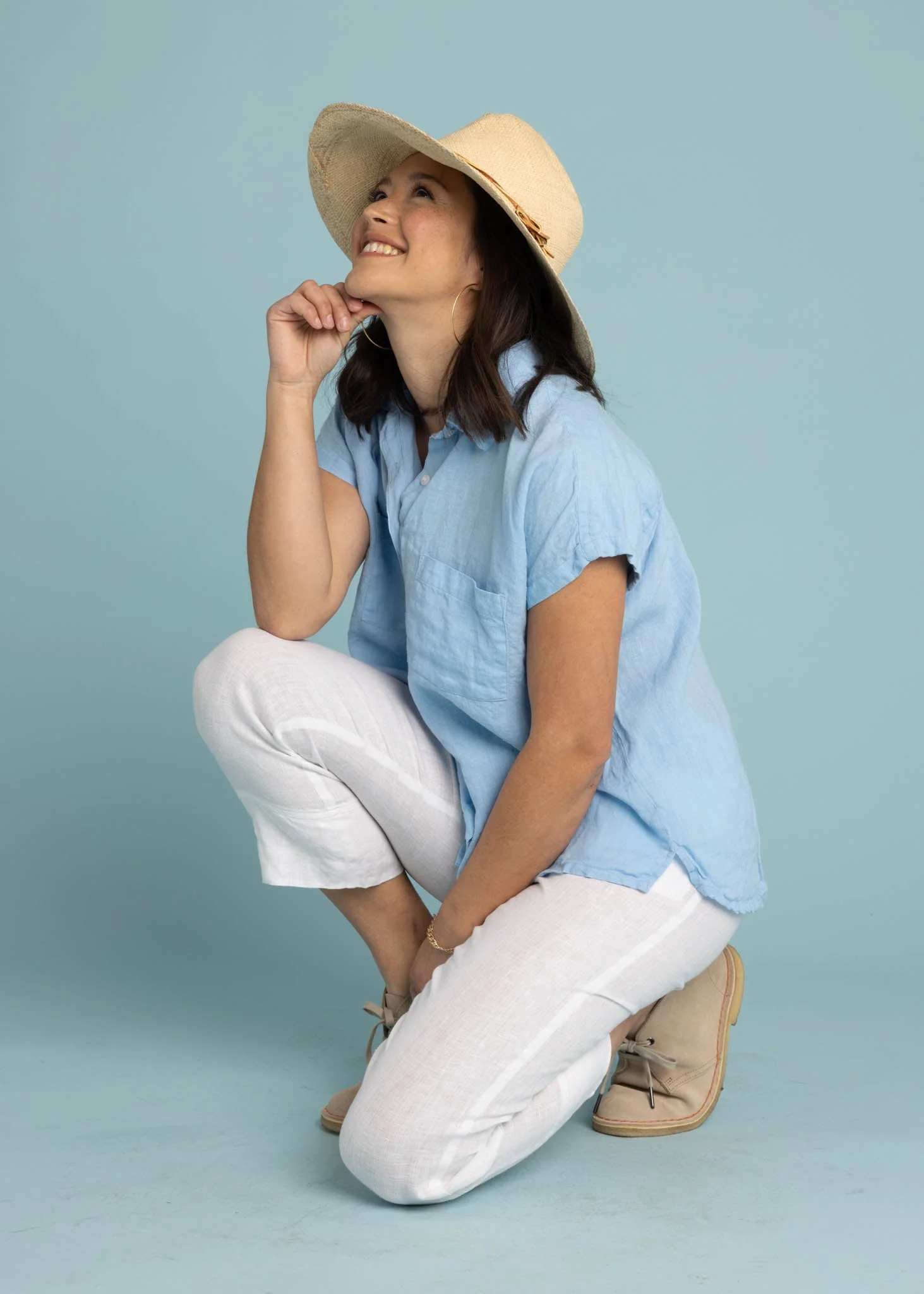Good Boyfriend Linen Short Sleeve Shirt - Sky - Image 6