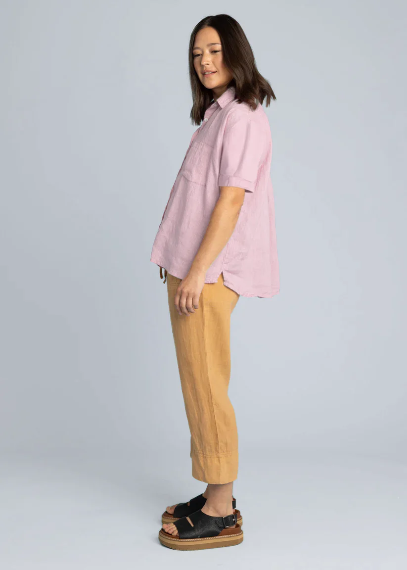 Good Boyfriend Linen Short Sleeve Shirt - Tickled Pink - Image 2