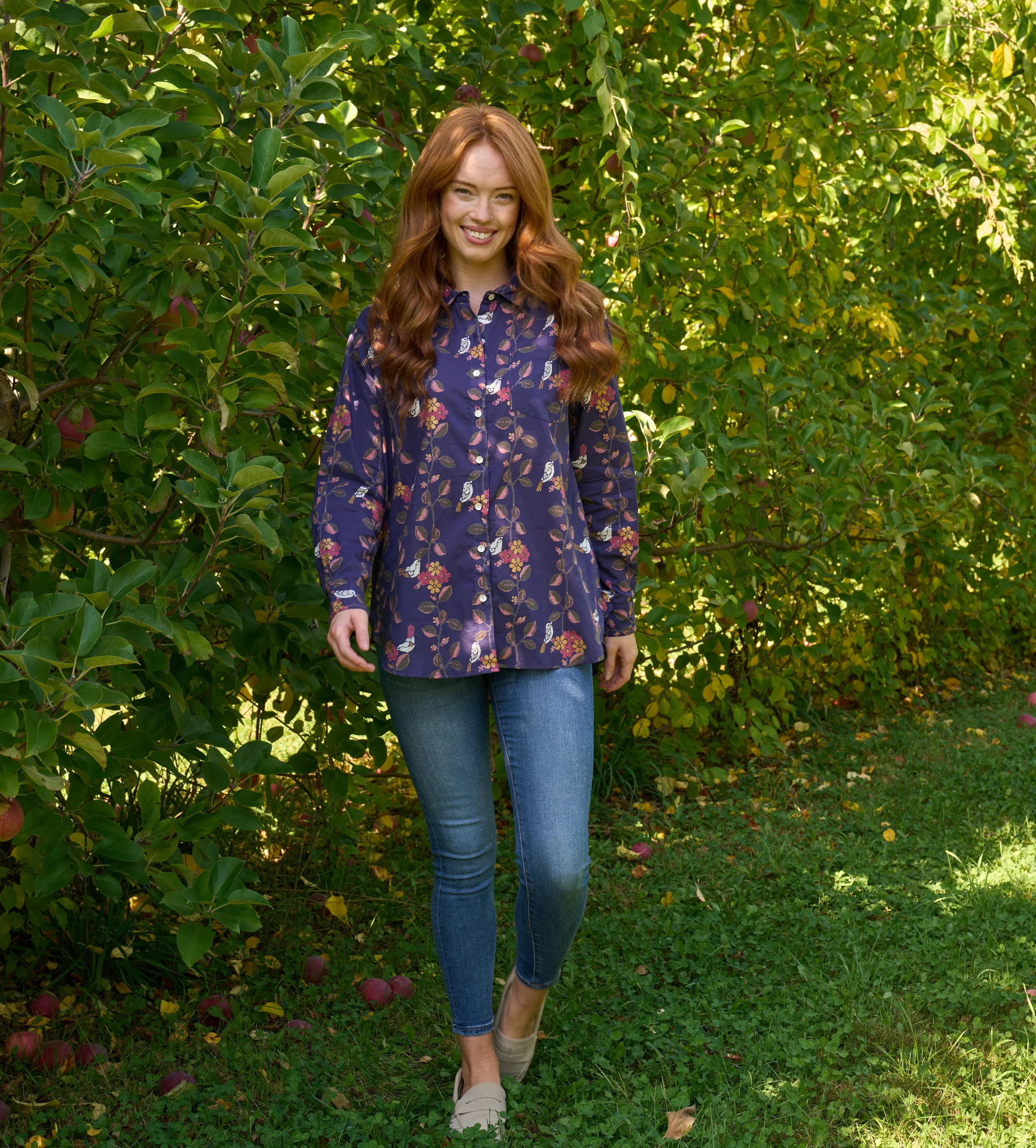 Good Boyfriend Shirt - Birdie On A Vine Navy - Image 3