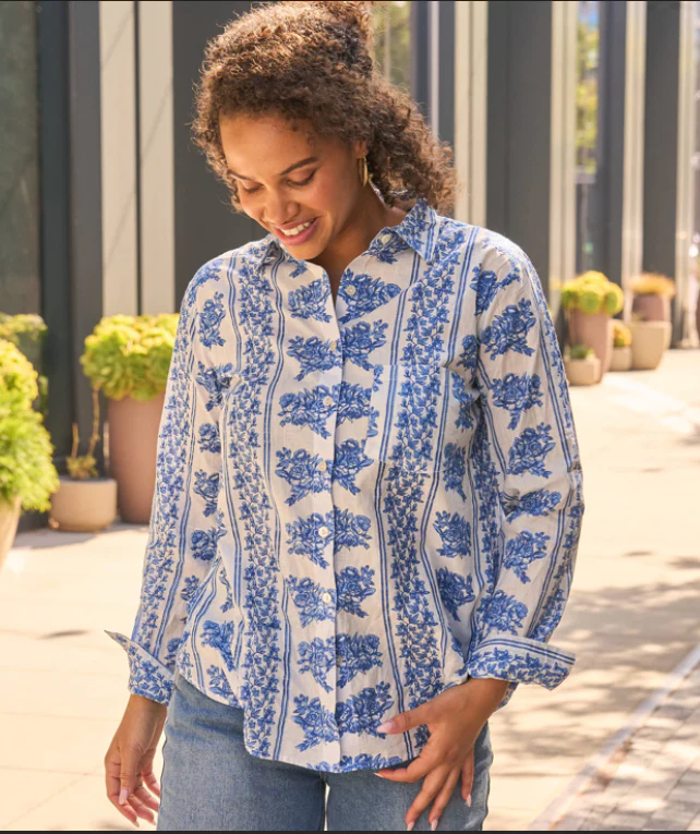 Good Boyfriend Shirt - Chatsworth Trellis Coastal Blue - Image 2