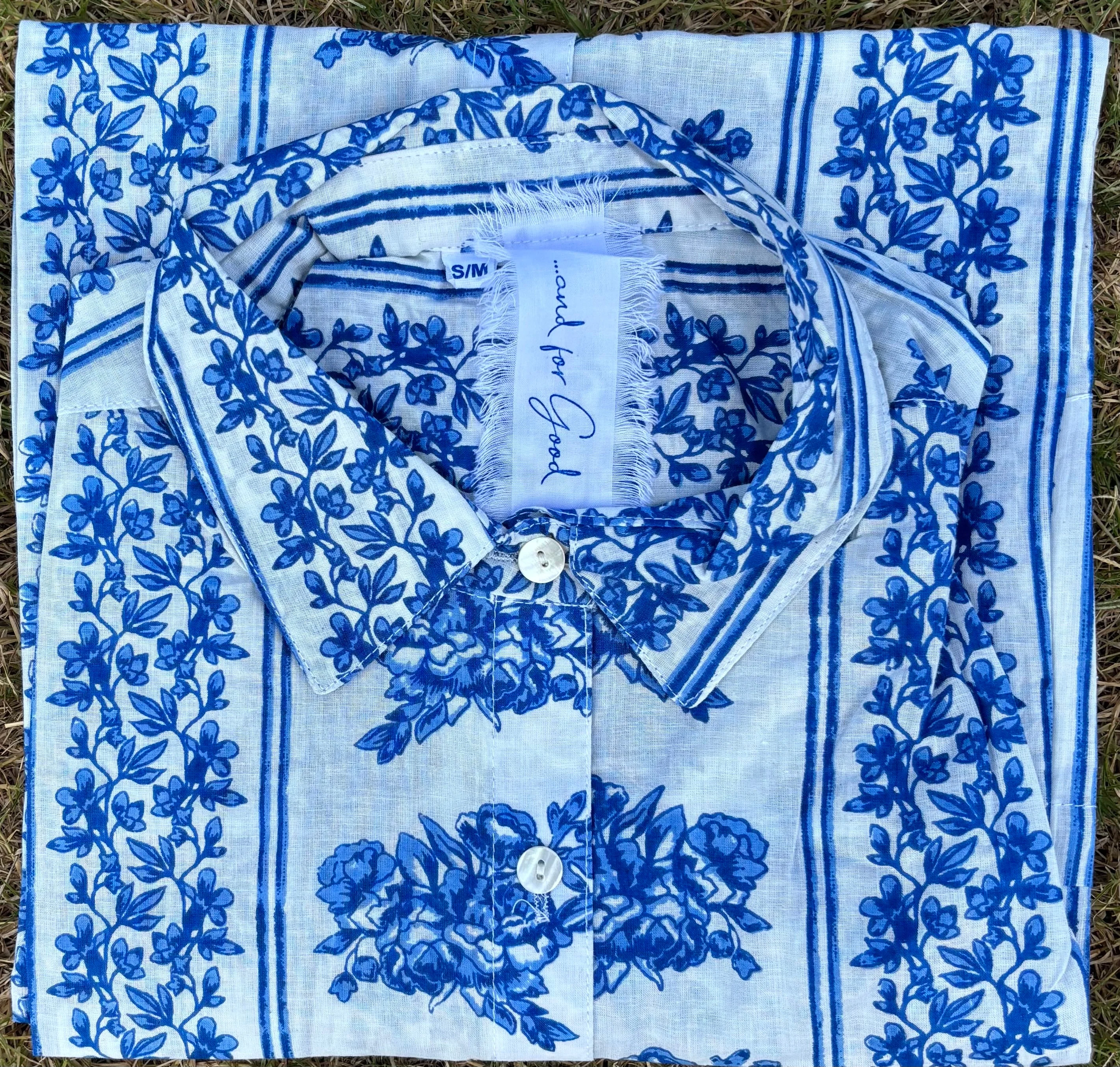 Good Boyfriend Shirt - Chatsworth Trellis Coastal Blue - Image 3