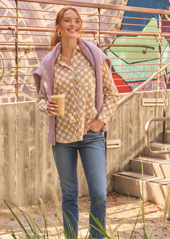 Good Boyfriend Shirt - Checkerboard Baked Clay - Image 4