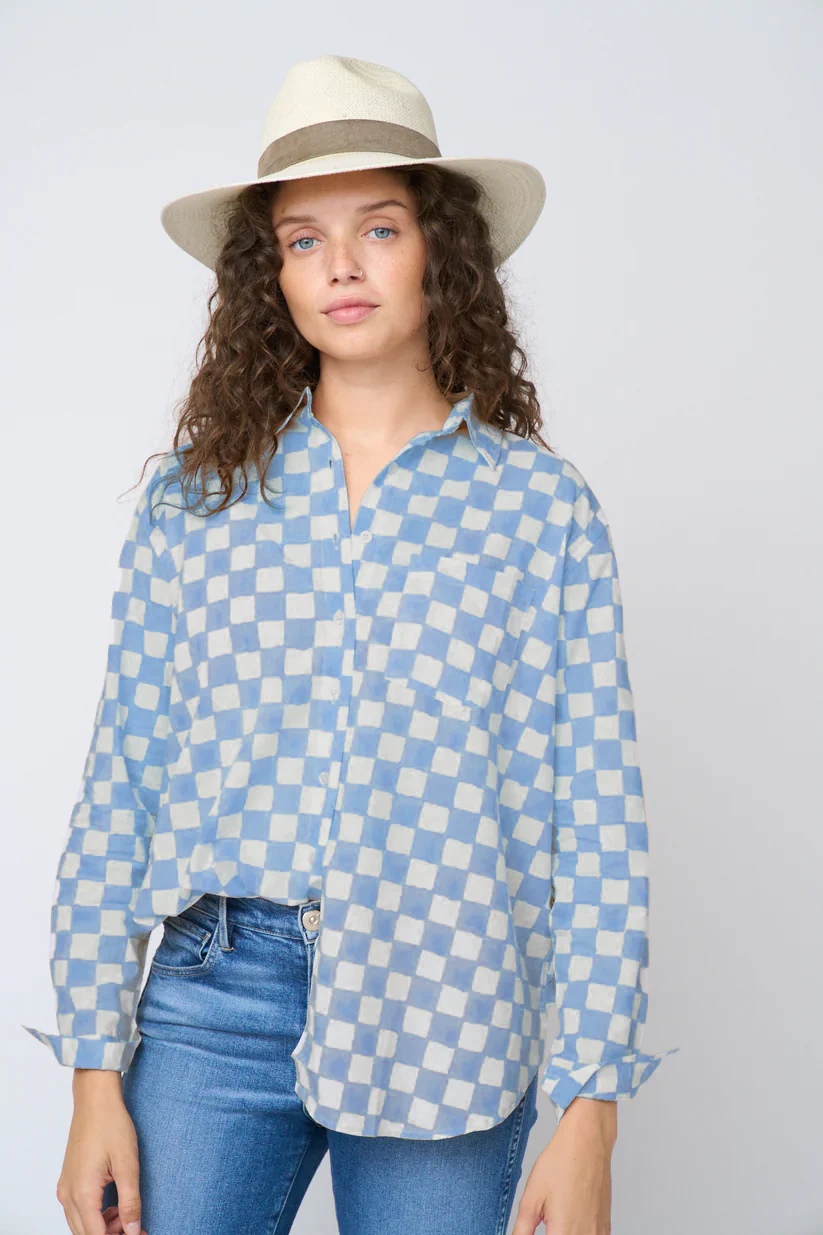 Good Boyfriend Shirt - Checkerboard Bluebird - Image 5