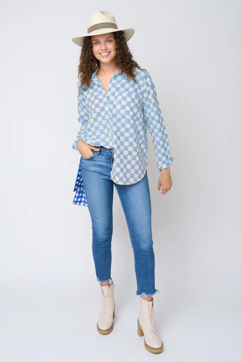 Good Boyfriend Shirt - Checkerboard Bluebird - Image 7