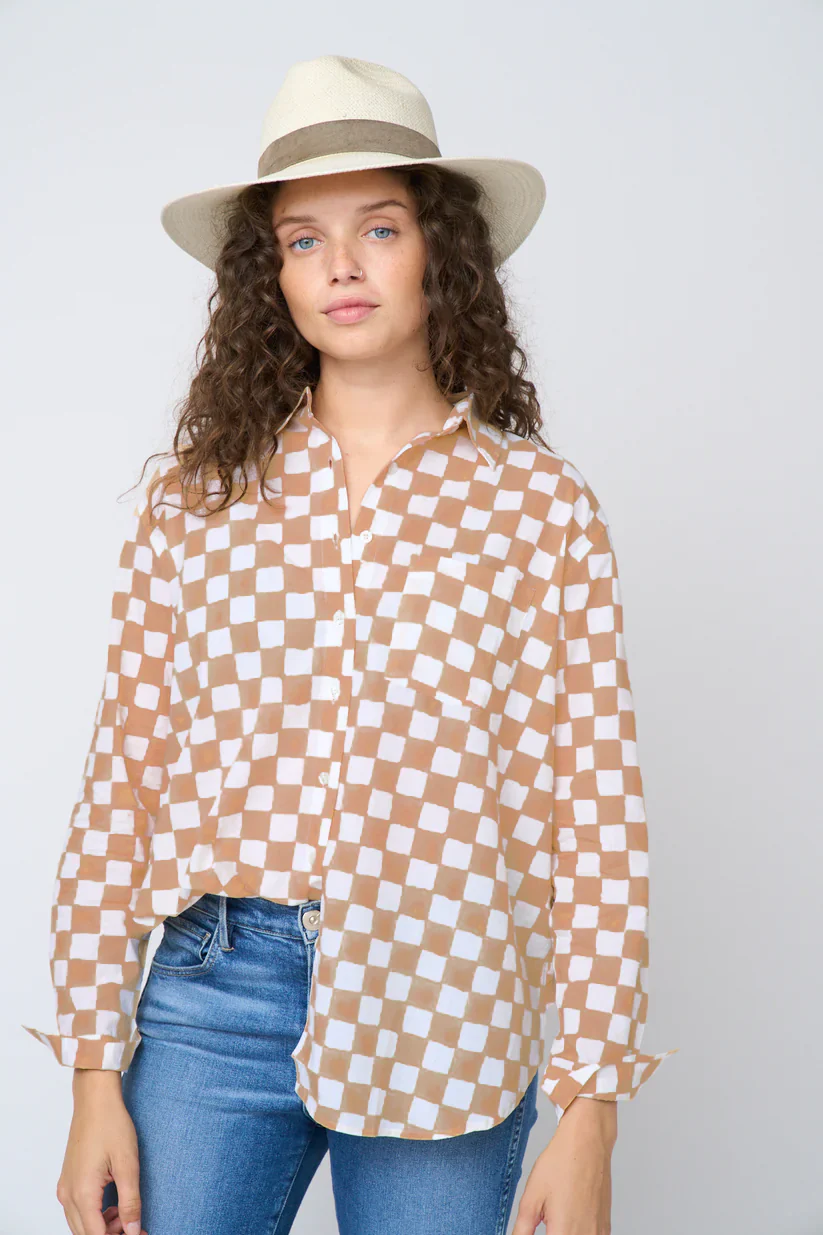 Good Boyfriend Shirt - Checkerboard Mocha - Image 2