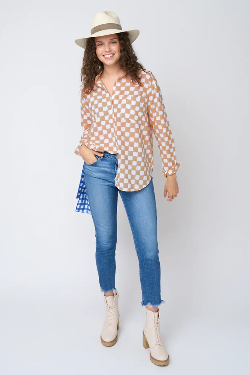 Good Boyfriend Shirt - Checkerboard Mocha - Image 3