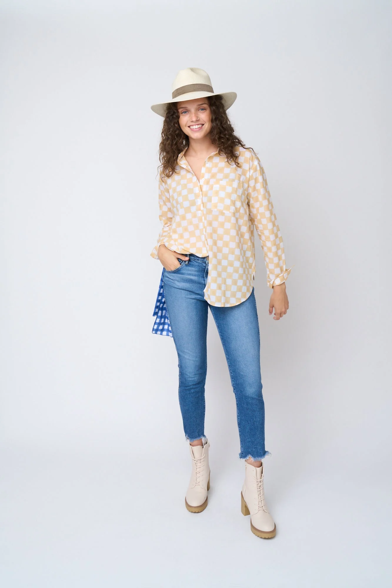Good Boyfriend Shirt - Checkerboard Natural - Image 7