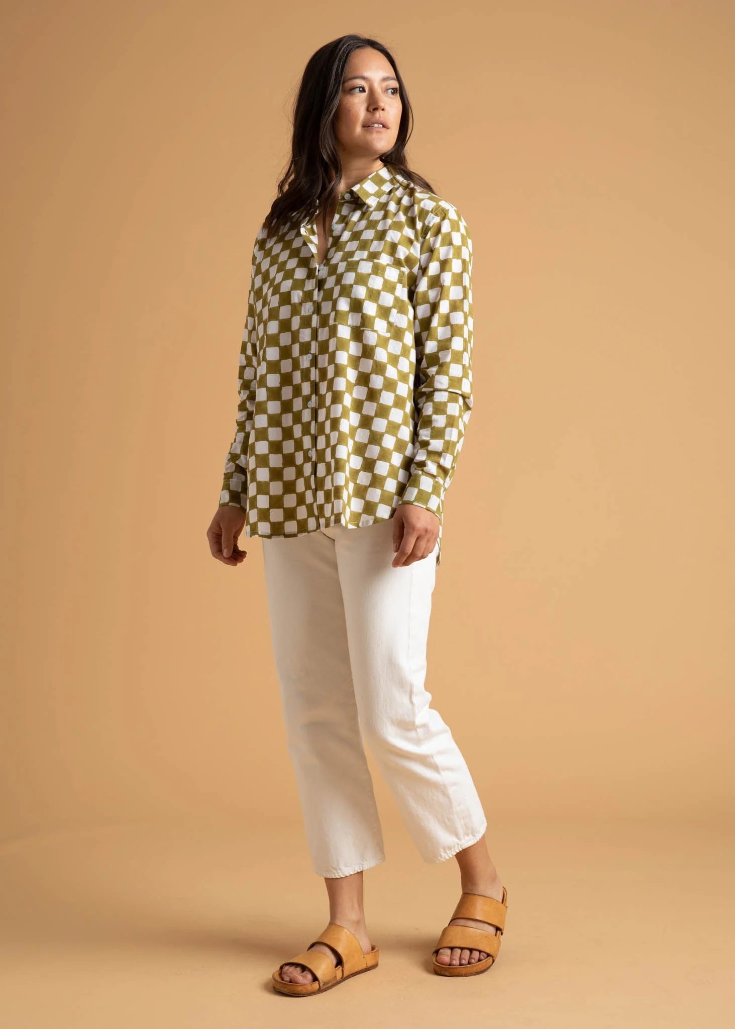Good Boyfriend Shirt - Checkerboard Olive Oil - Image 3