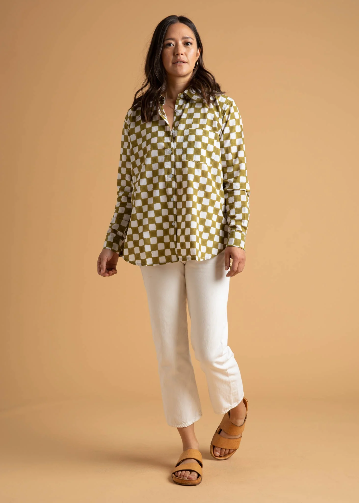 Good Boyfriend Shirt - Checkerboard Olive Oil - Image 4