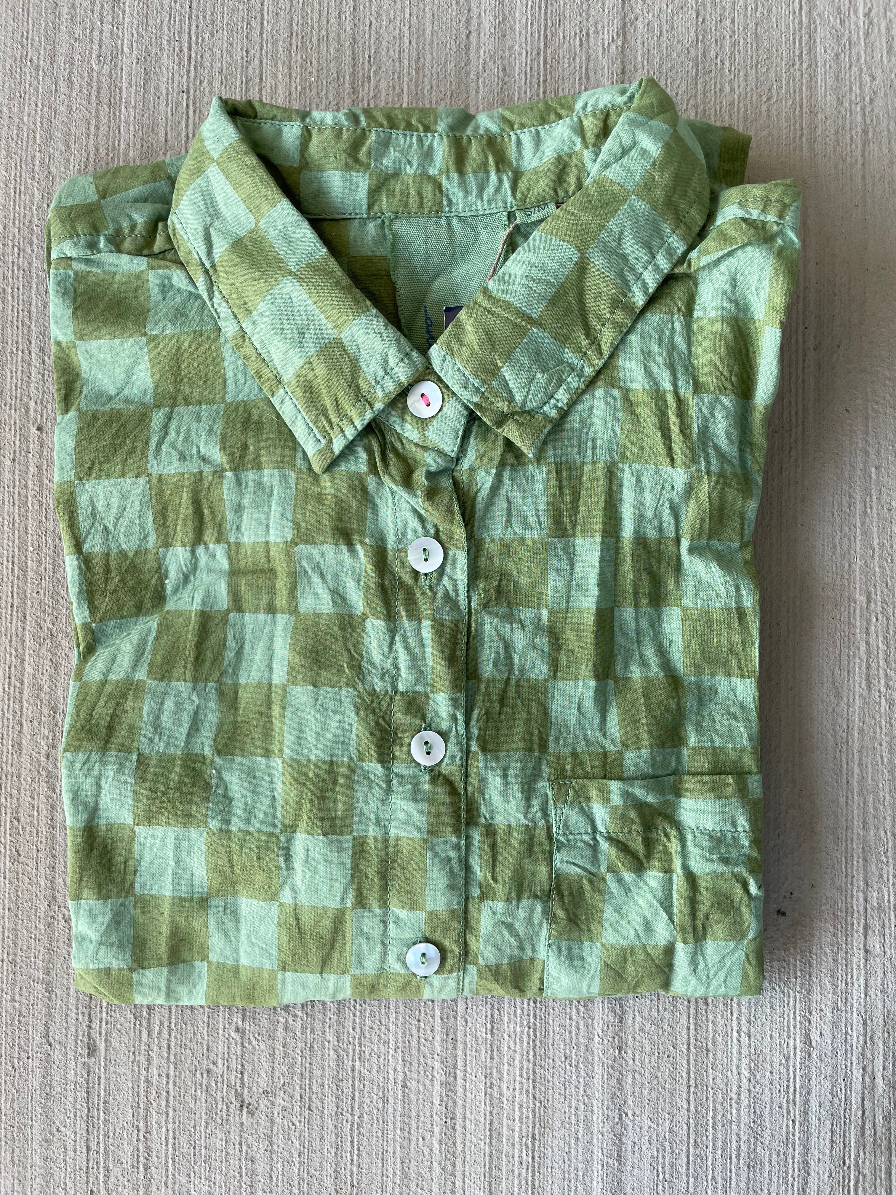 Good Boyfriend Shirt - Checkerboard Olive with Watercress Overdye - Image 3