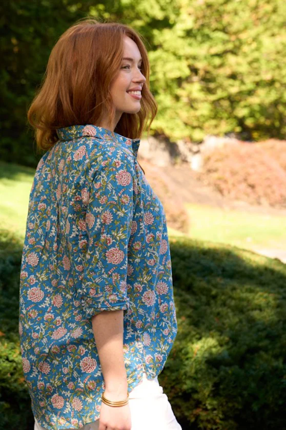 Good Boyfriend Shirt - Devon Floral French Teal - Image 3