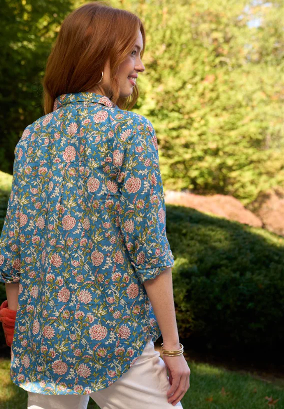 Good Boyfriend Shirt - Devon Floral French Teal - Image 4