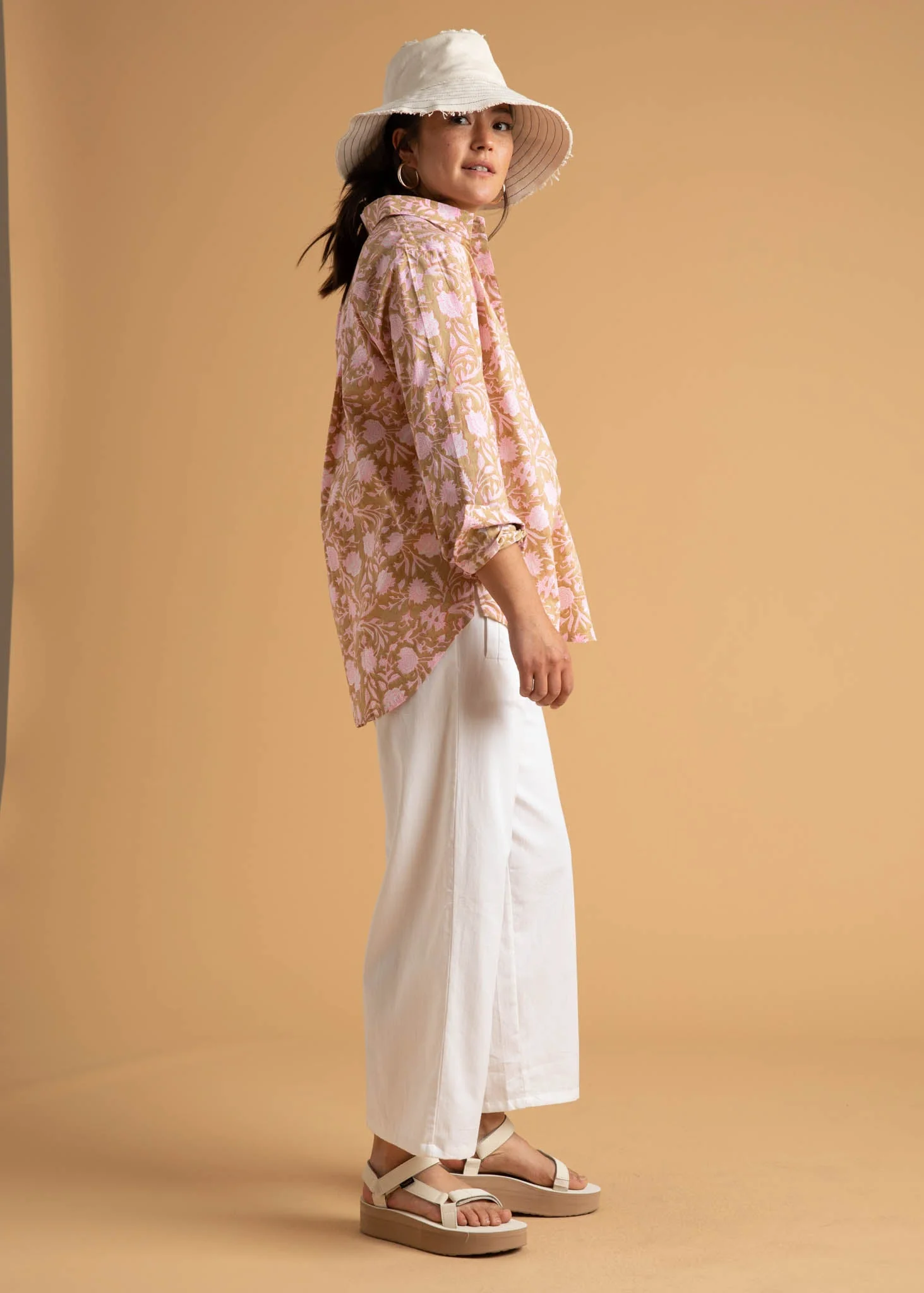 Good Boyfriend Shirt - Floral Escape Baked Clay & Neon Pink - Image 15