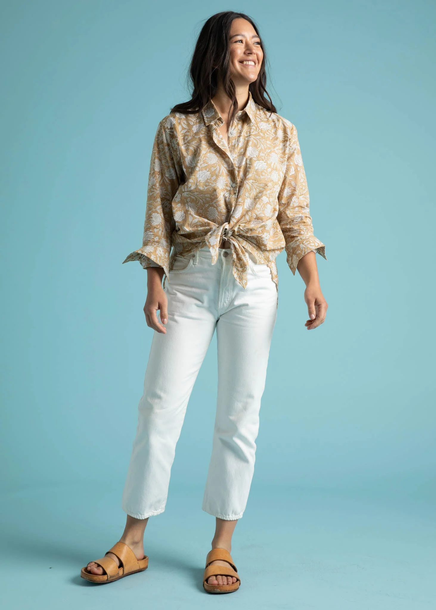 Good Boyfriend Shirt - Floral Escape Baked Clay & Olive Oil - Image 10