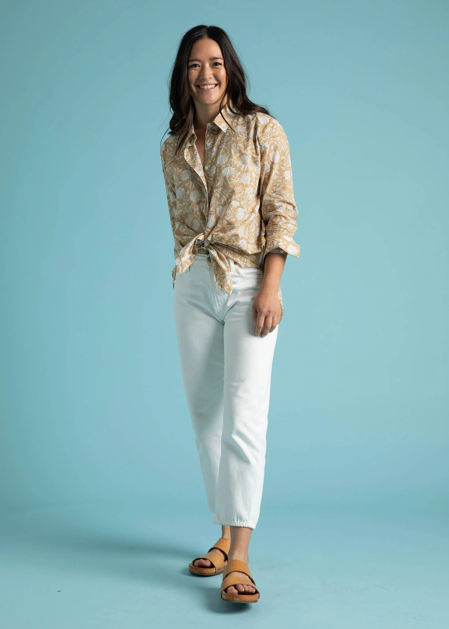 Good Boyfriend Shirt - Floral Escape Baked Clay & Olive Oil - Image 11