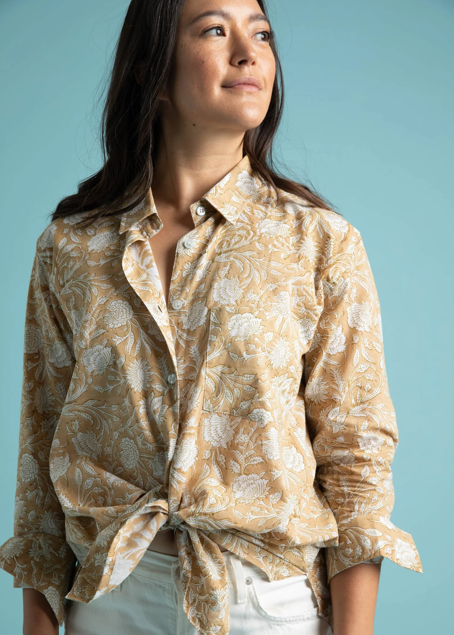 Good Boyfriend Shirt - Floral Escape Baked Clay & Olive Oil - Image 12