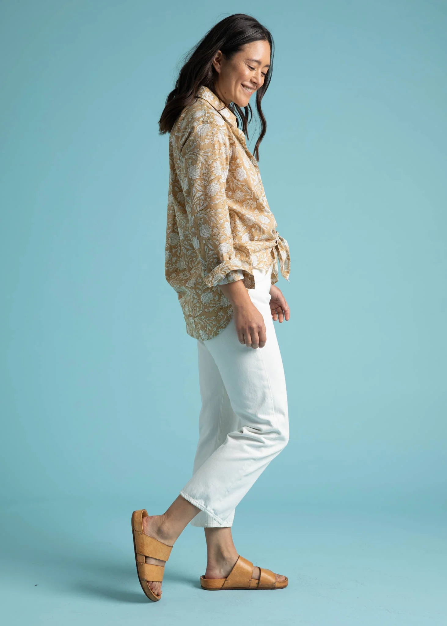 Good Boyfriend Shirt - Floral Escape Baked Clay & Olive Oil - Image 15