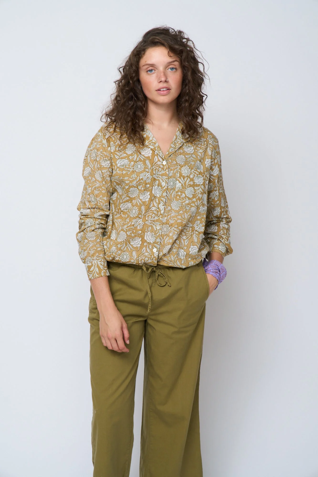 Good Boyfriend Shirt - Floral Escape Baked Clay & Olive Oil - Image 2