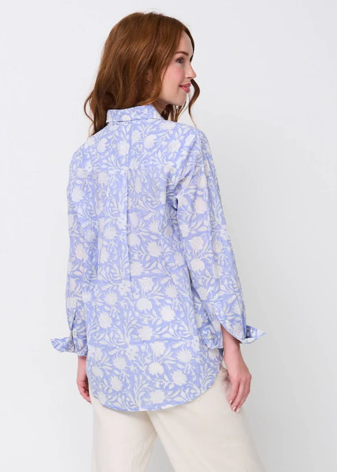 Good Boyfriend Shirt - Floral Escape Bluebird and Dove Grey - Image 6