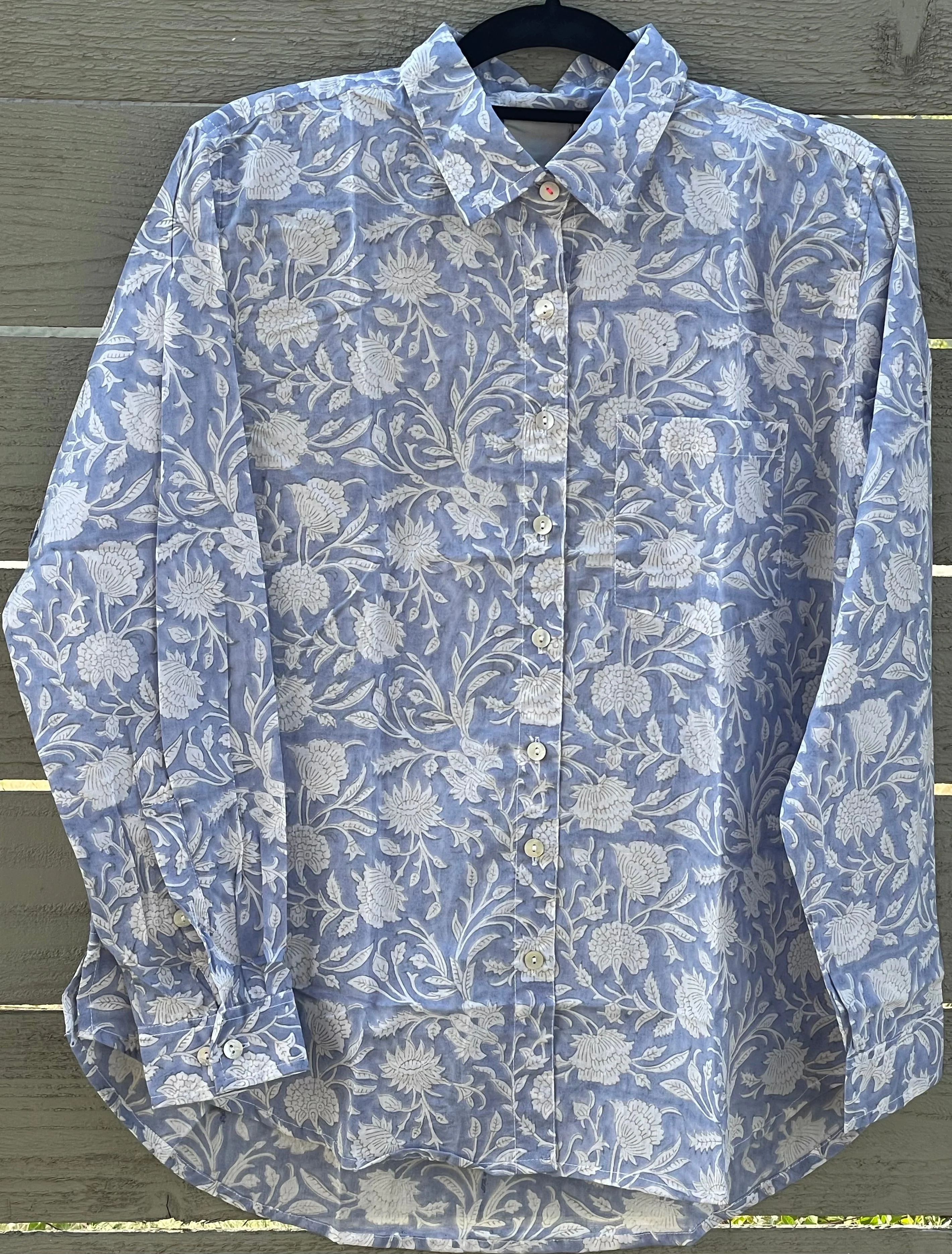Good Boyfriend Shirt - Floral Escape Bluebird and Dove Grey - Image 7