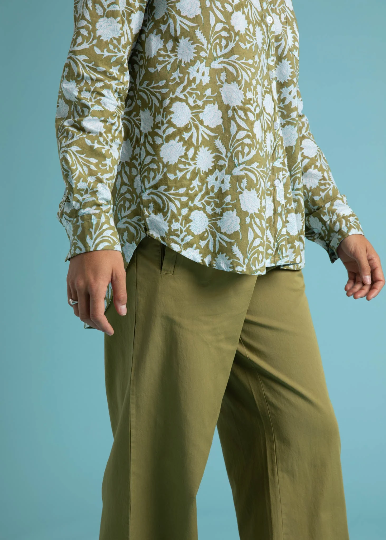 Good Boyfriend Shirt - Floral Escape Olive Oil & Cerulean - Image 15
