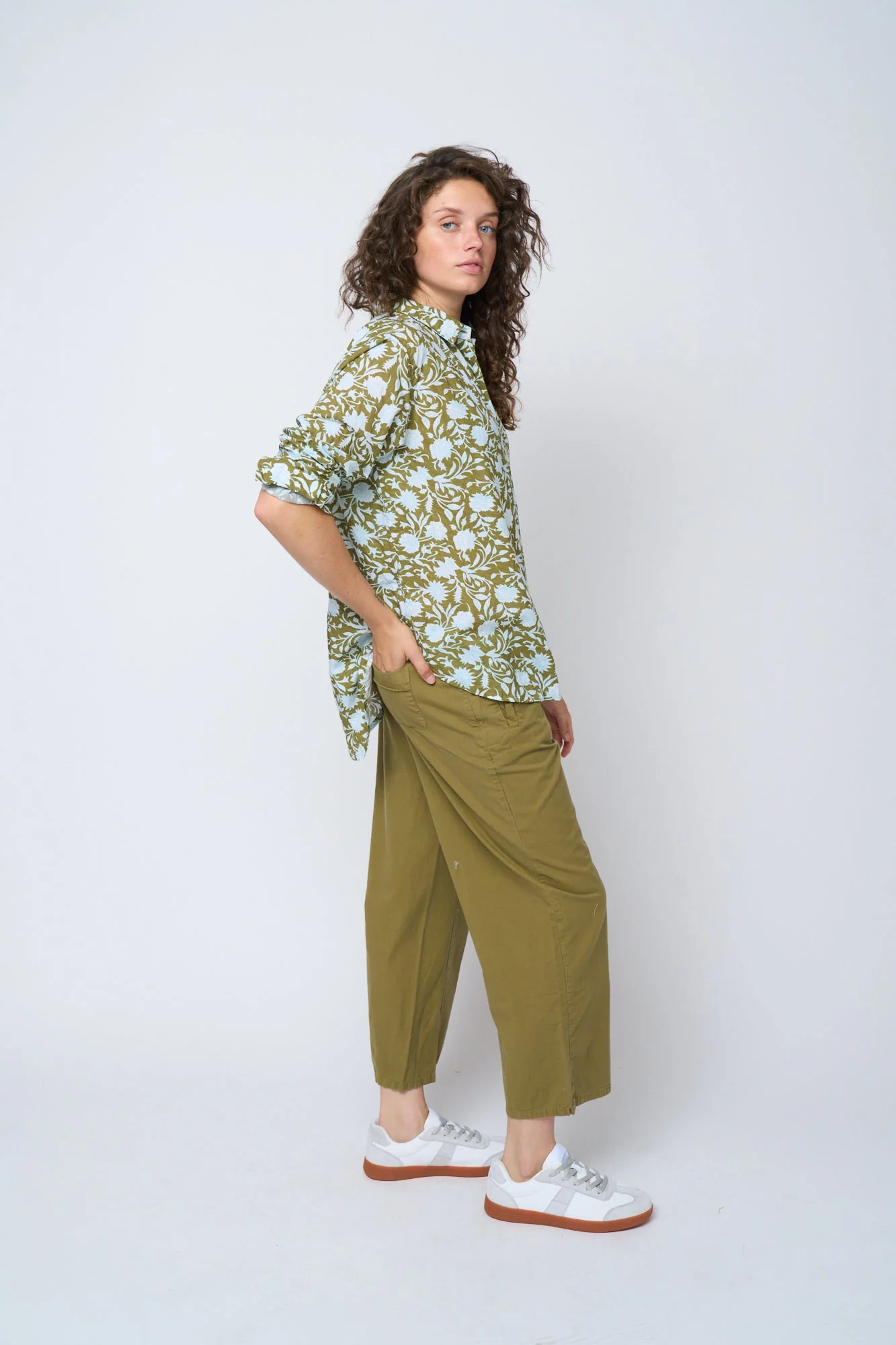 Good Boyfriend Shirt - Floral Escape Olive Oil & Cerulean - Image 3