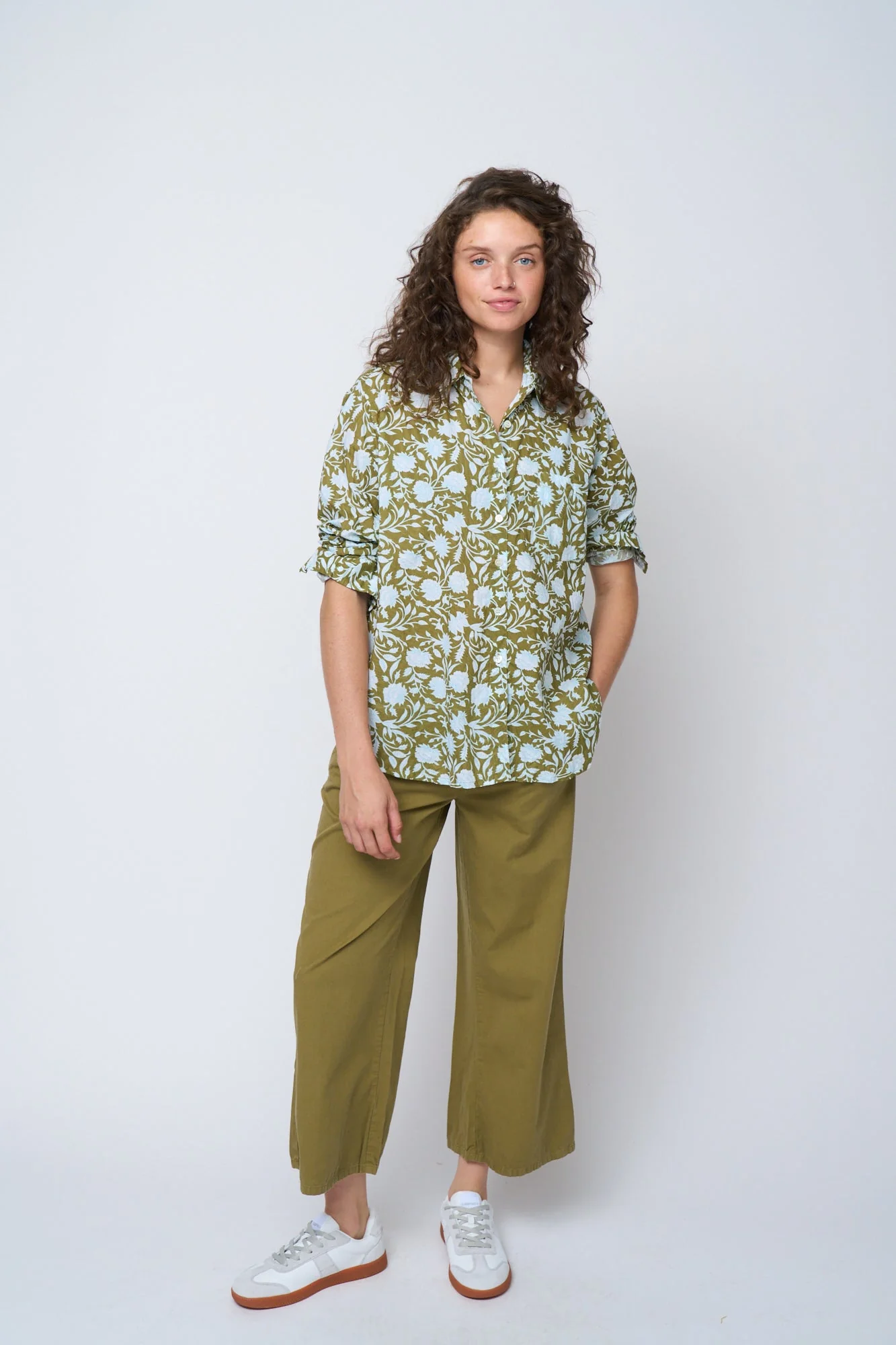 Good Boyfriend Shirt - Floral Escape Olive Oil & Cerulean - Image 6