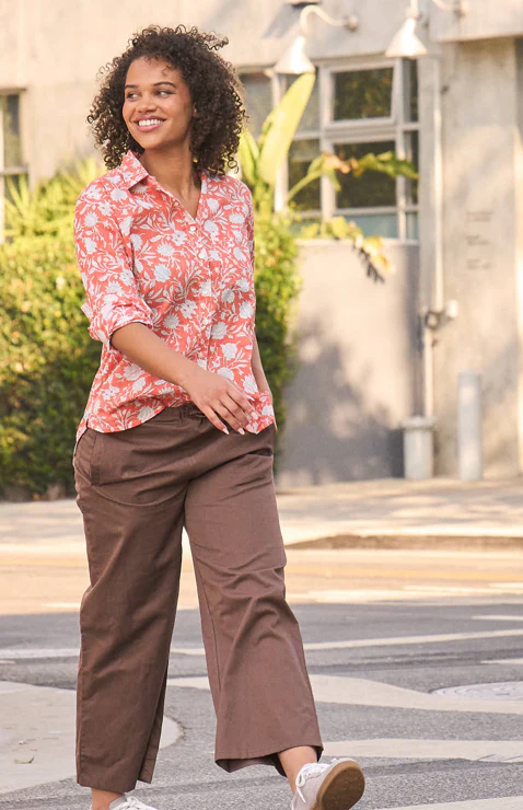 Good Boyfriend Shirt - Floral Escape Papaya and Olive - Image 2