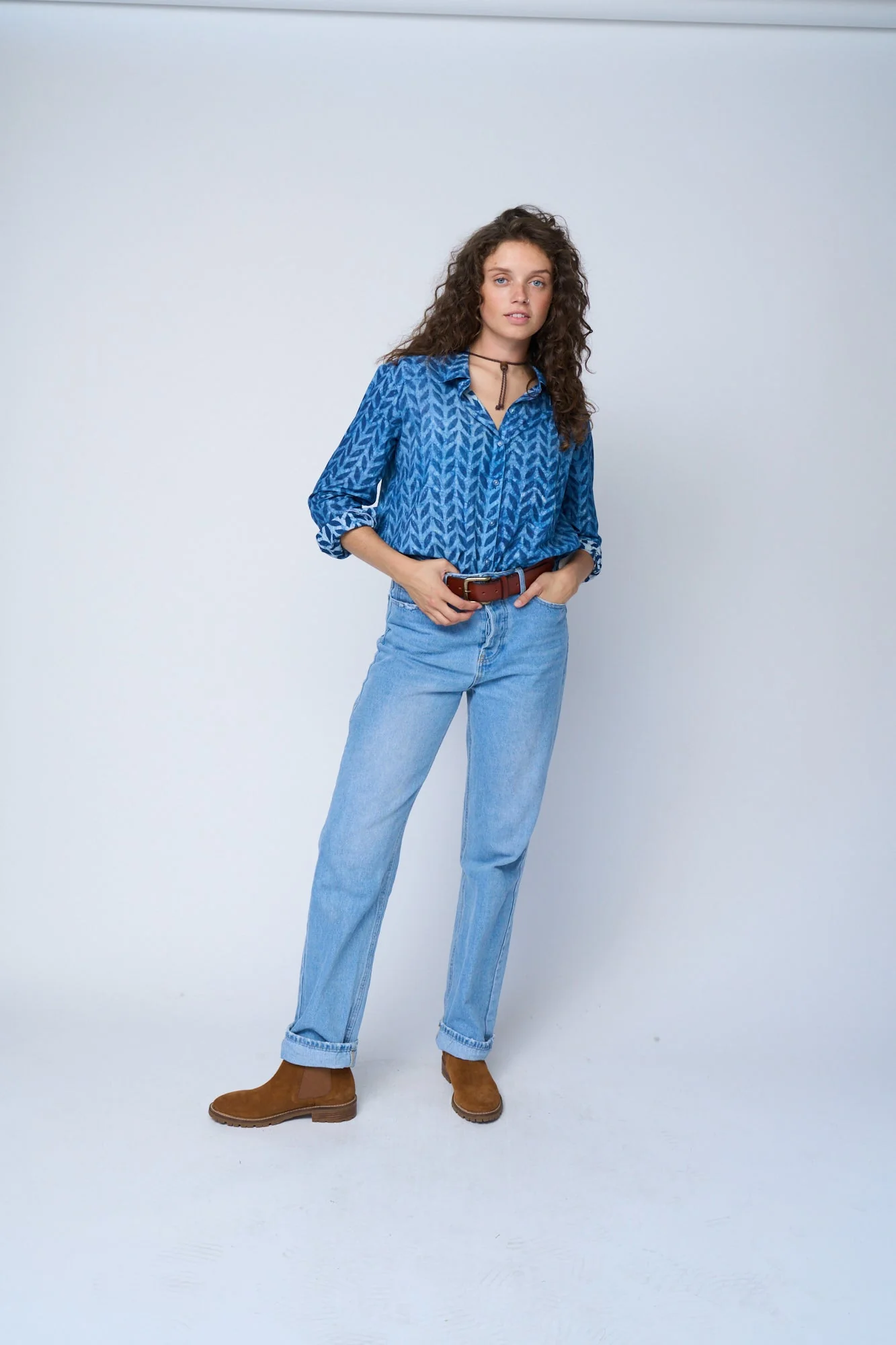 Good Boyfriend Shirt - Indigo Chevron - Image 3