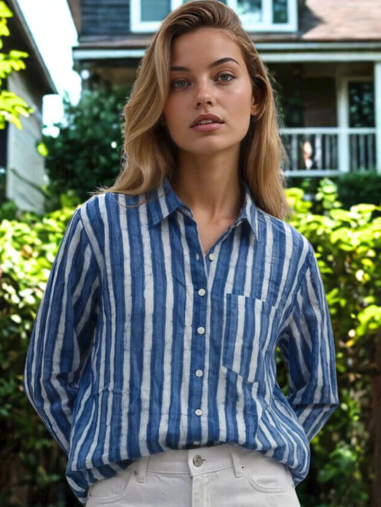 Good Boyfriend Shirt - Indigo Stripes - Image 2