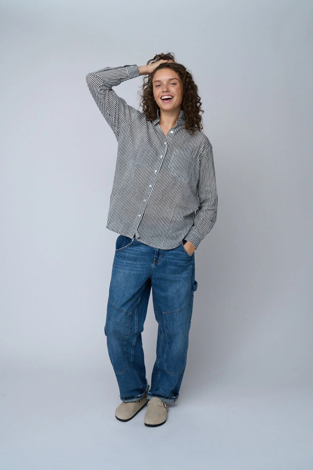 Good Boyfriend Shirt - Menswear Stripe Black - Image 10