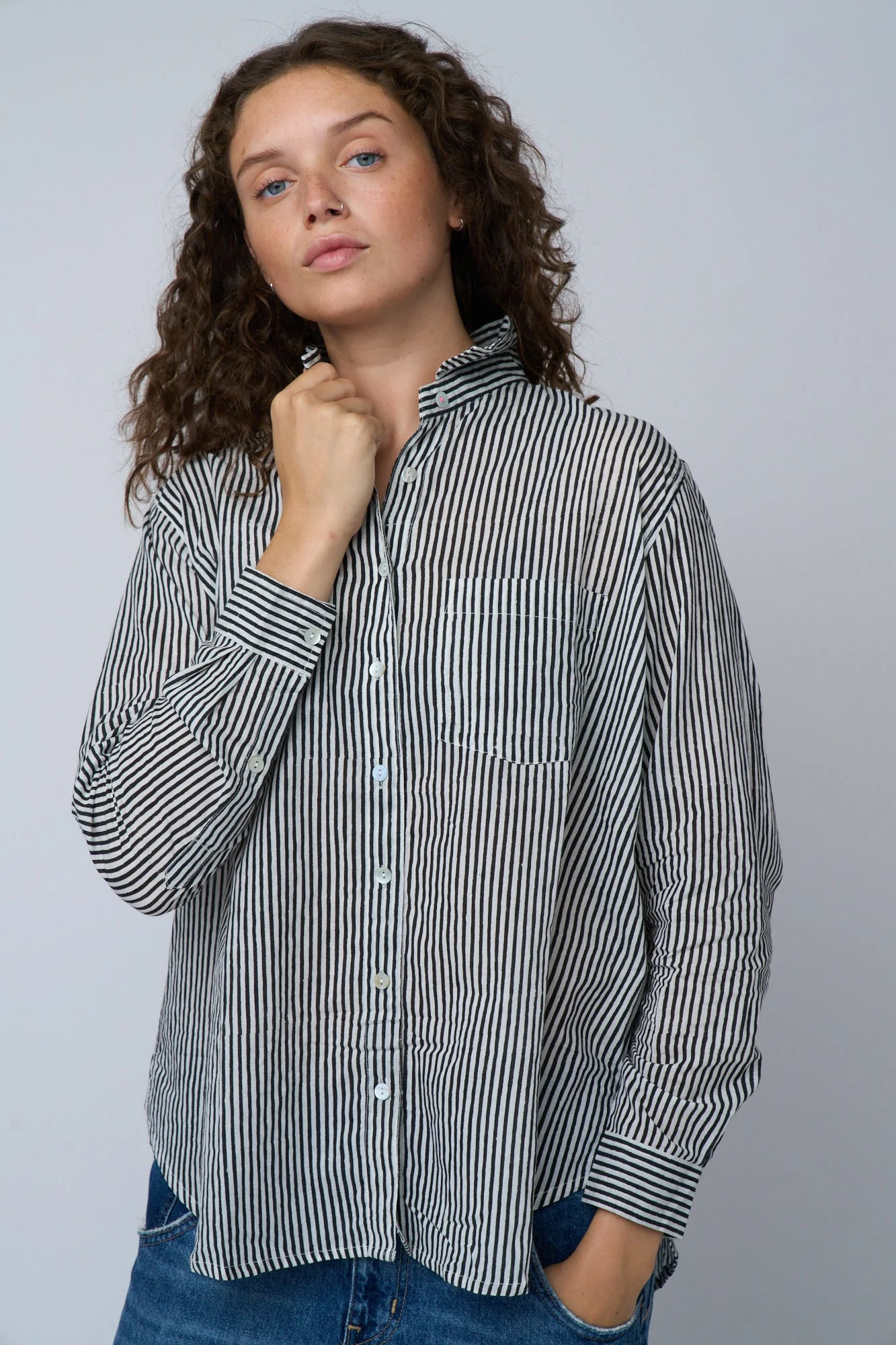 Good Boyfriend Shirt - Menswear Stripe Black - Image 12