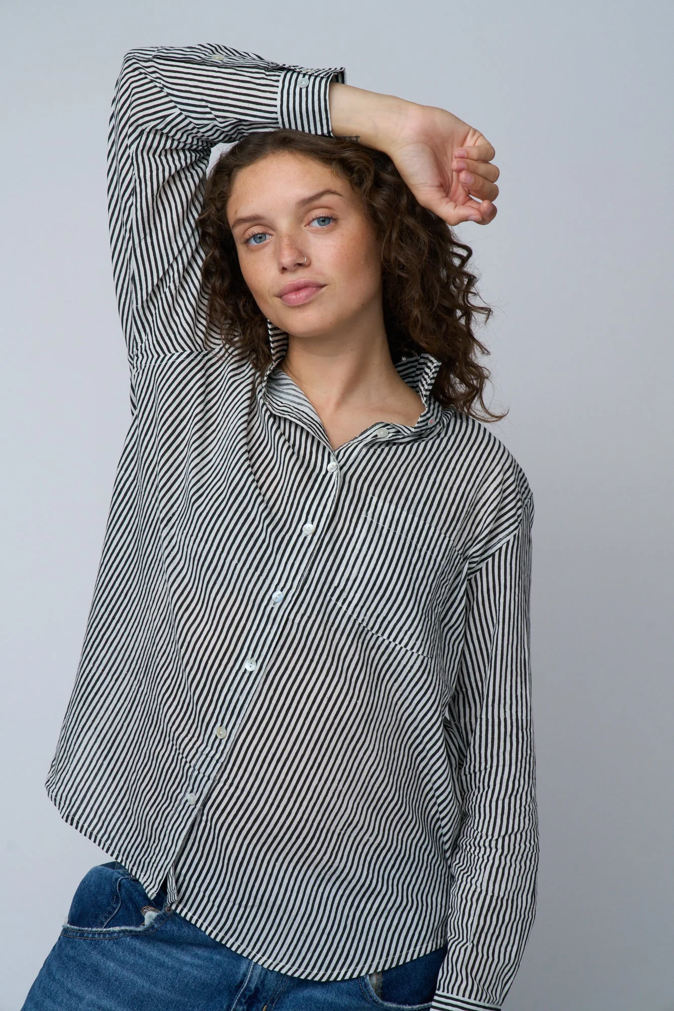 Good Boyfriend Shirt - Menswear Stripe Black - Image 8