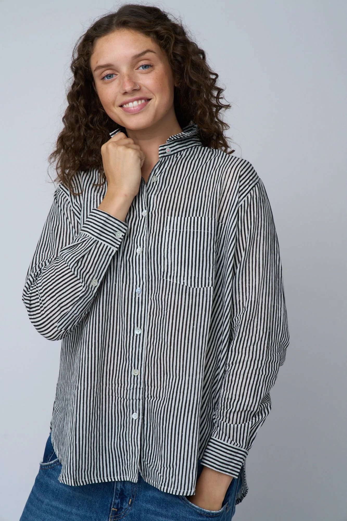 Good Boyfriend Shirt - Menswear Stripe Black - Image 9