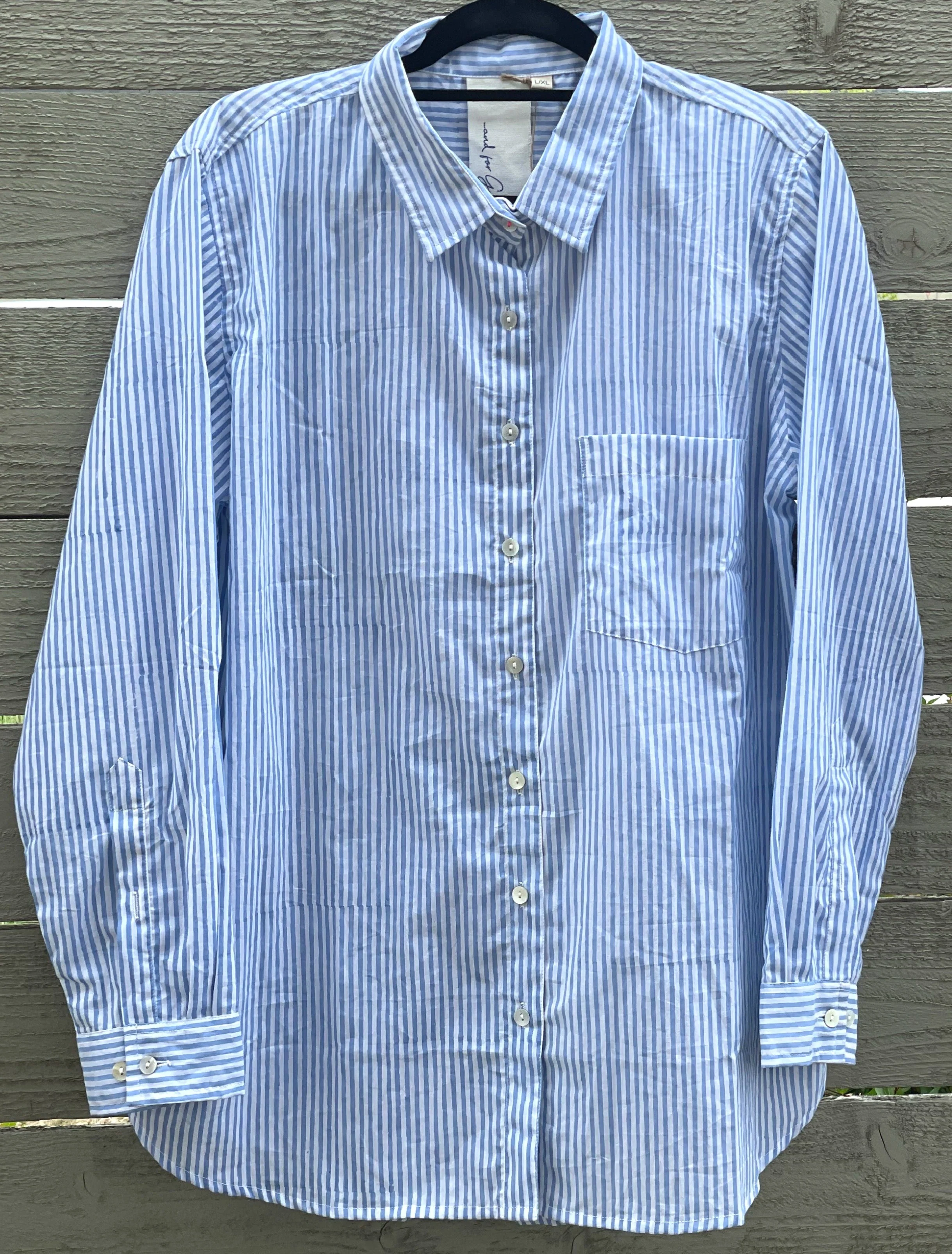 Good Boyfriend Shirt - Menswear Stripe Bluebird - Image 2