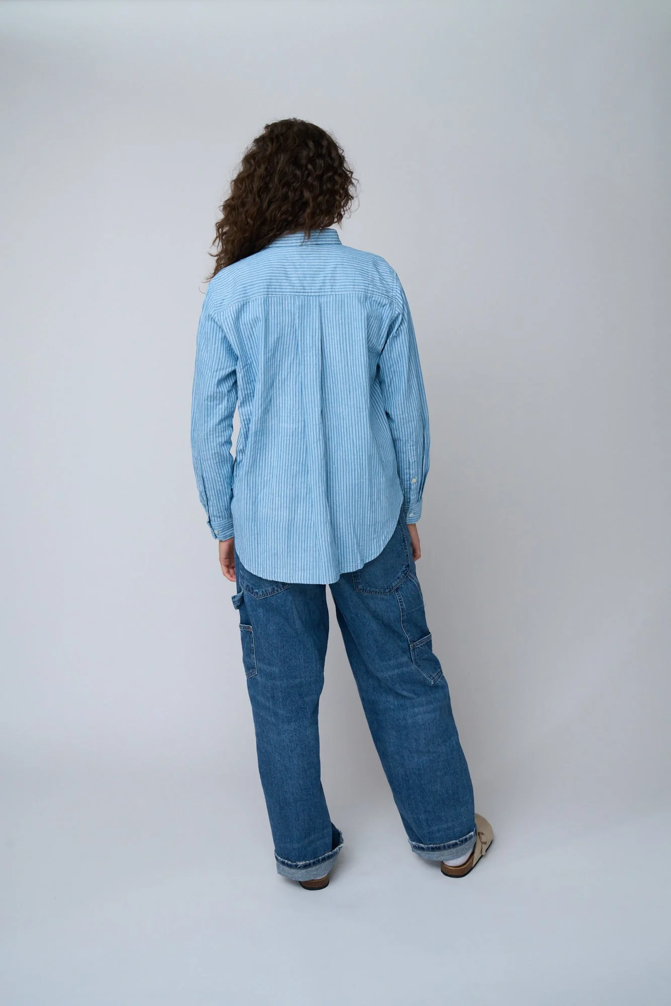 Good Boyfriend Shirt - Menswear Stripe Chambray & White - Image 18