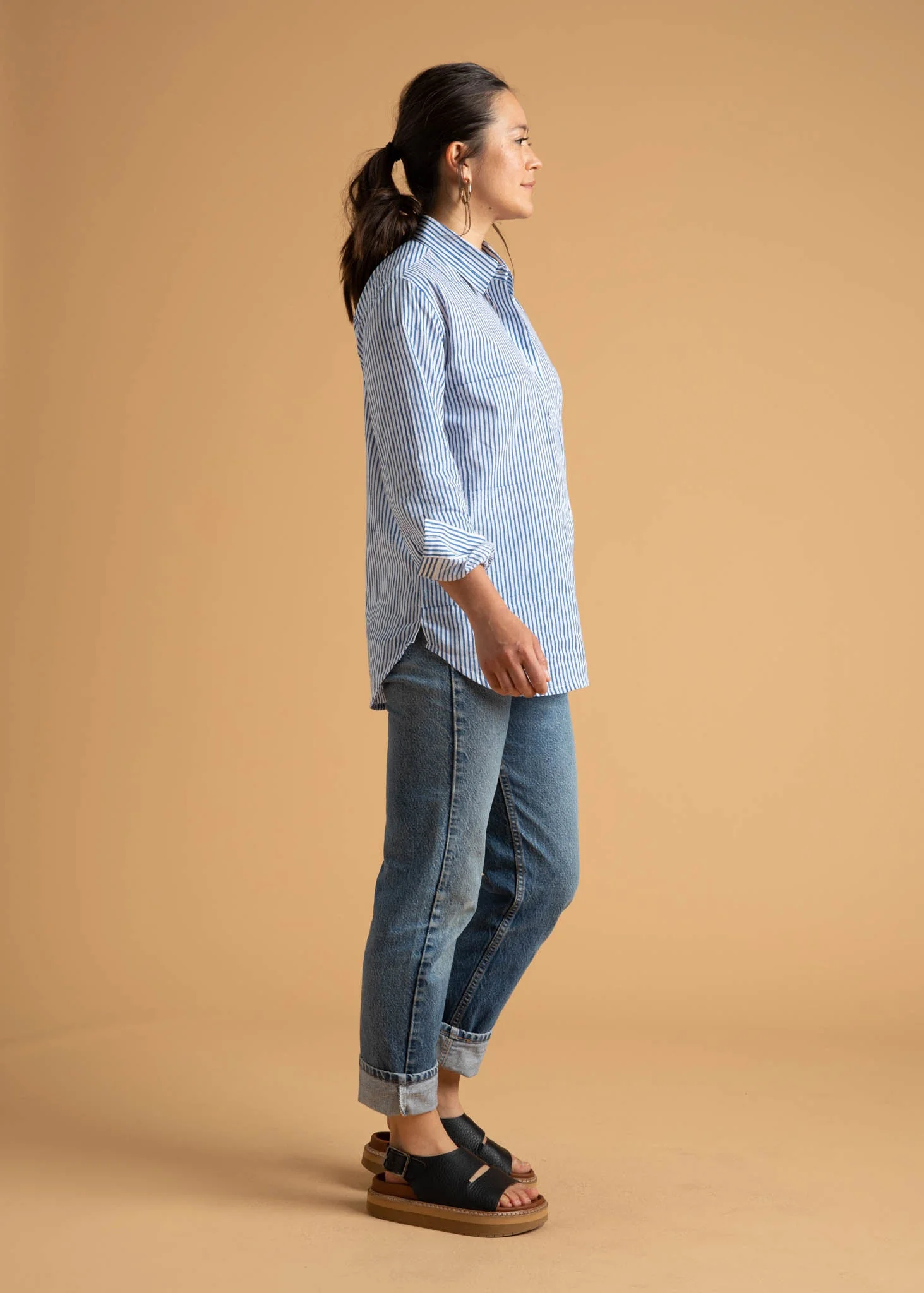 Good Boyfriend Shirt - Menswear Stripe Coastal Blue - Image 3