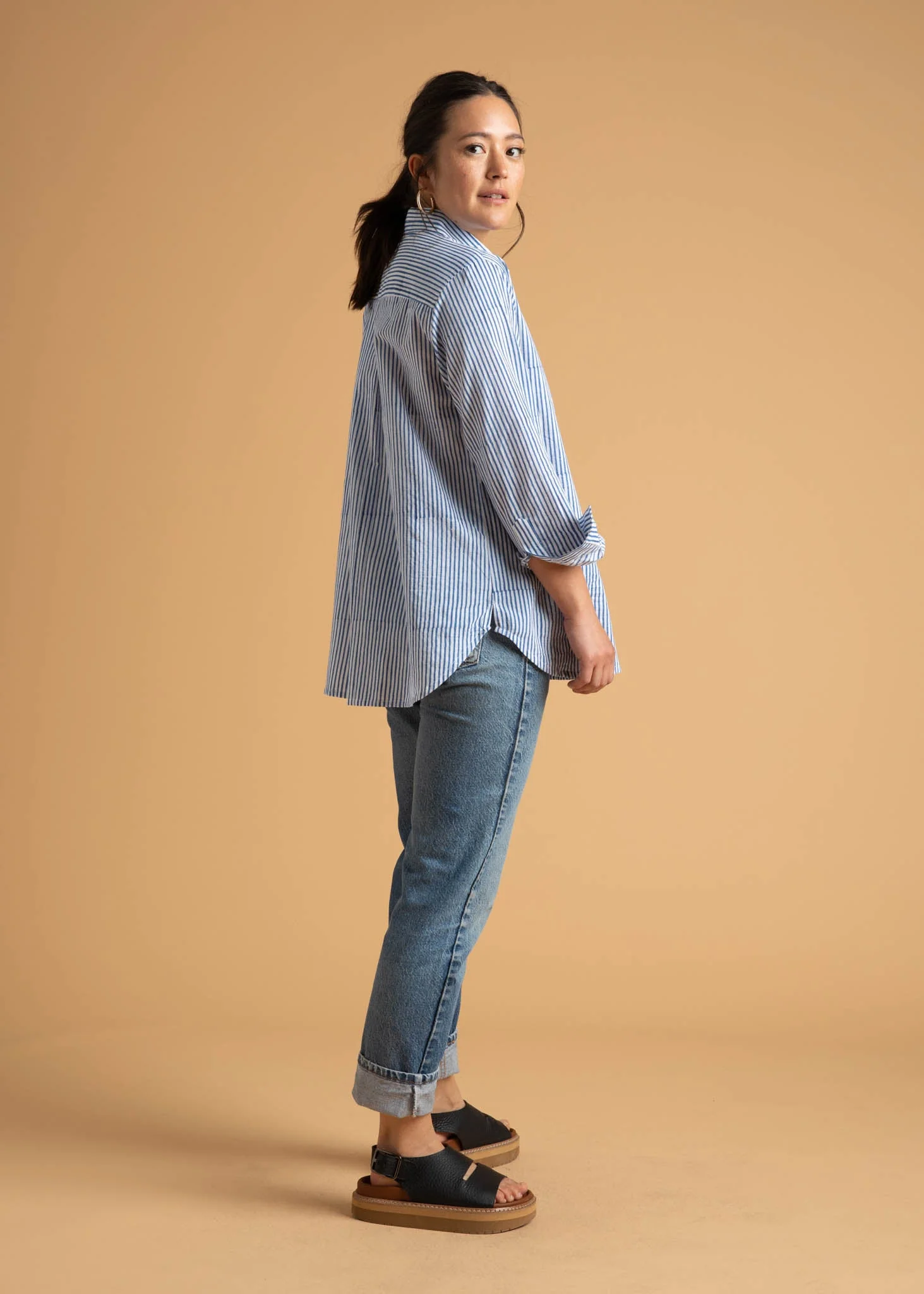Good Boyfriend Shirt - Menswear Stripe Coastal Blue - Image 4