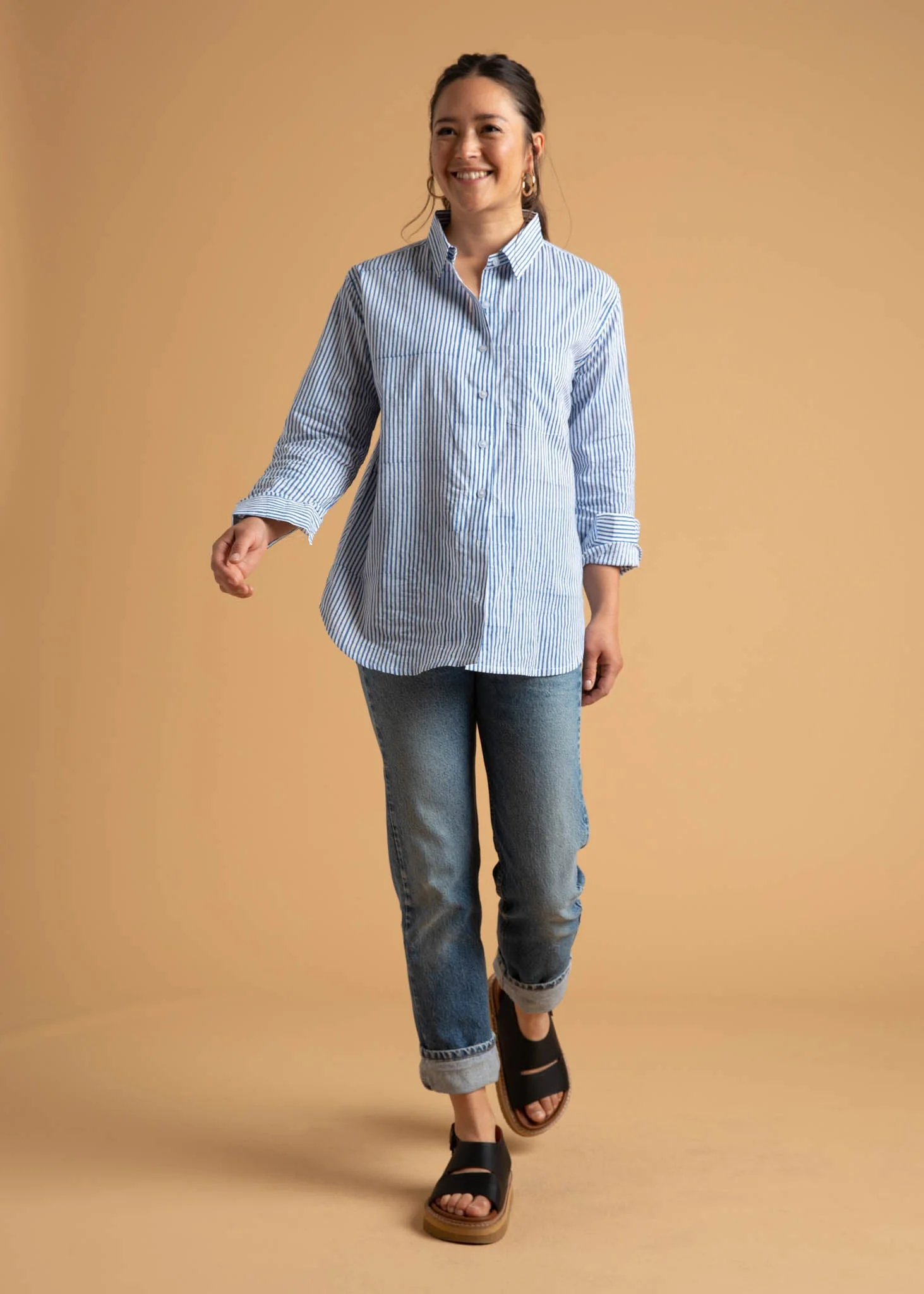 Good Boyfriend Shirt - Menswear Stripe Coastal Blue - Image 7
