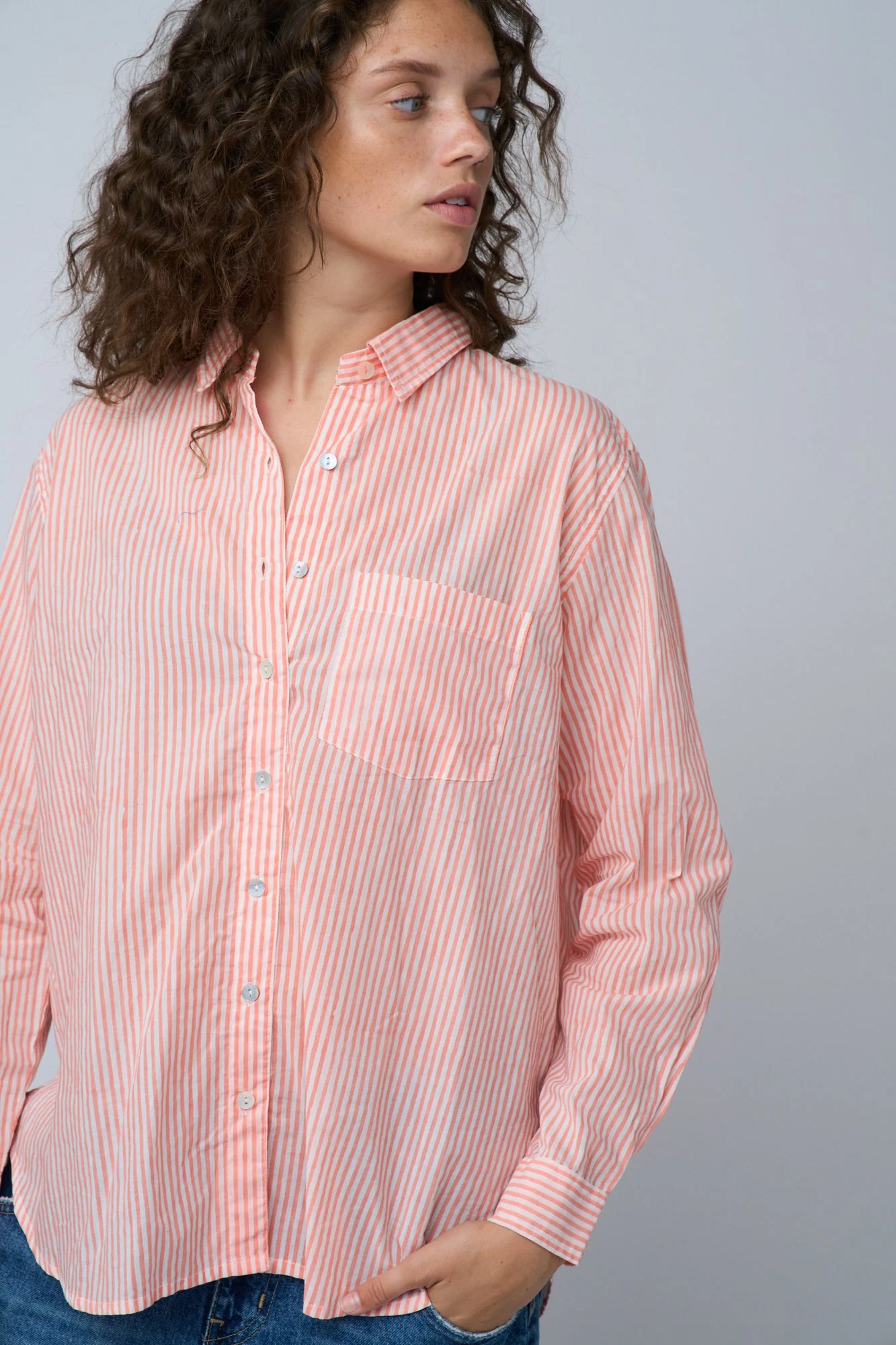 Good Boyfriend Shirt - Menswear Stripe Desert Pink - Image 10